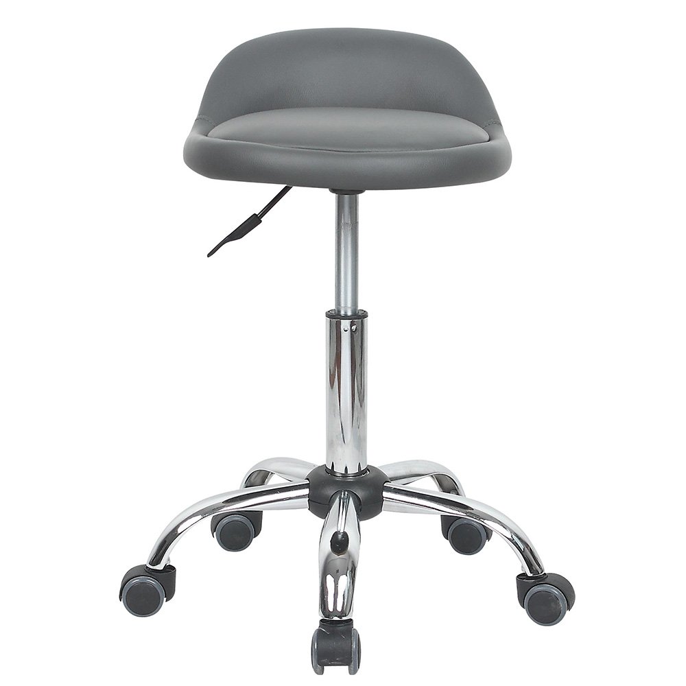 Juno Adjustable Height Rolling Stool with Wheels - Gray Ergonomic Office Chair for Dentists, Salon Stylists & Industrial Workstations
