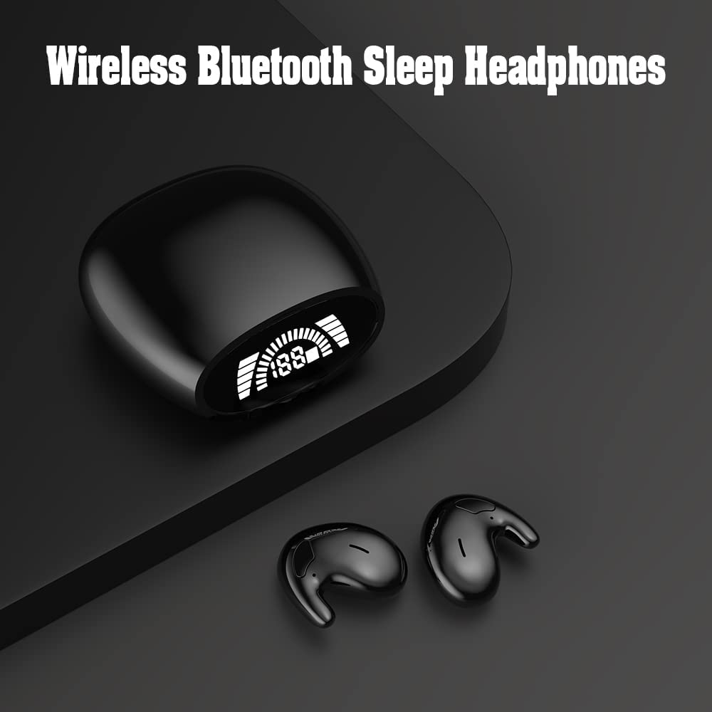WANWEN Waterproof Wireless Bluetooth Earbuds, In-Ear Noise Cancelling Headphones with IPX7 Rating, Sweatproof Sleep Earphones for Gym, Running, Swimming & Travel (Black) - Perfect for Workouts, Commuting & Nighttime Use
