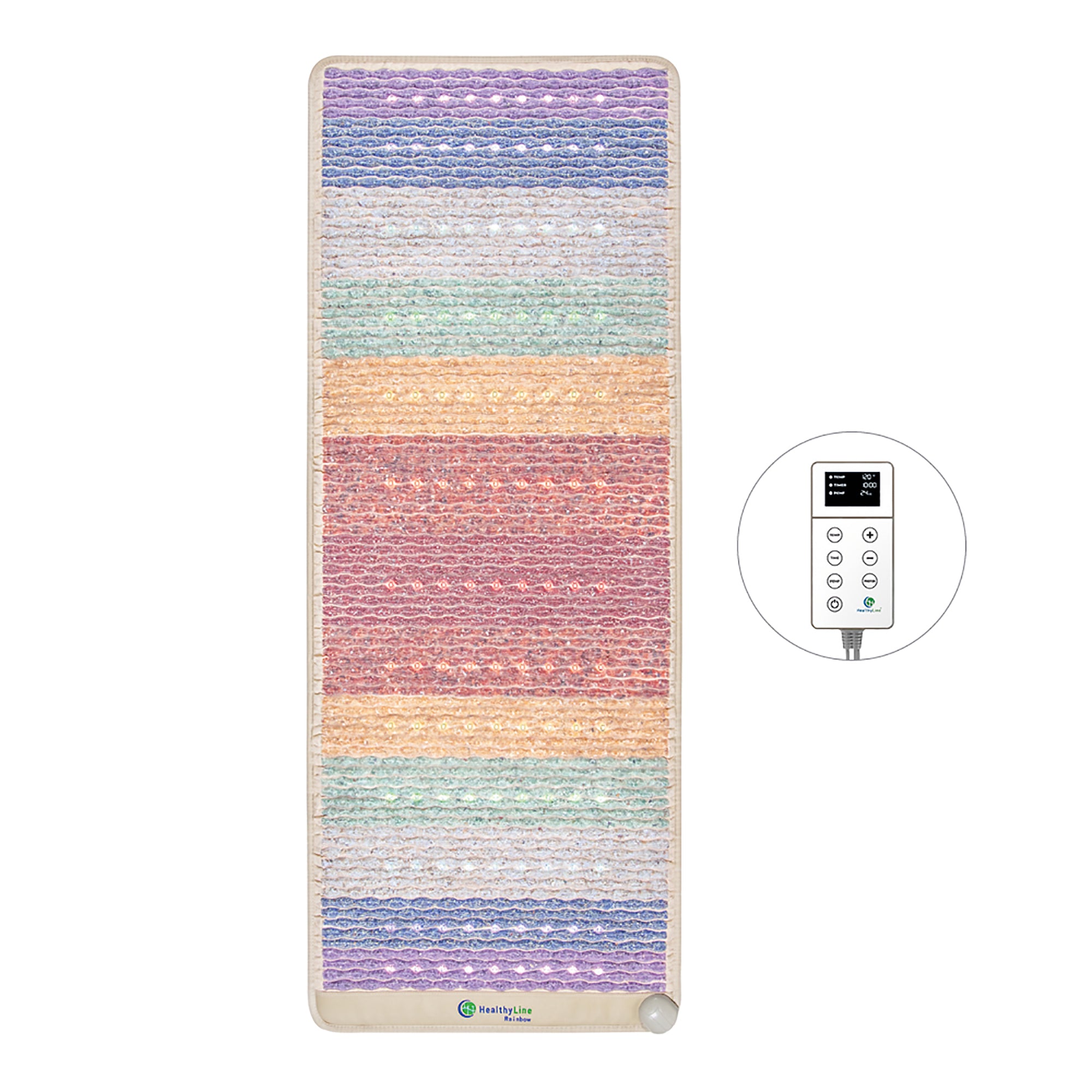 HealthyLine Rainbow Chakra Mat Large 7428 Firm PEMF Inframat Pro Third Edition - Premium PEMF Therapy Mat for Pain Relief, Relaxation & Energy Balance - Perfect for Home Spa, Yoga & Meditation