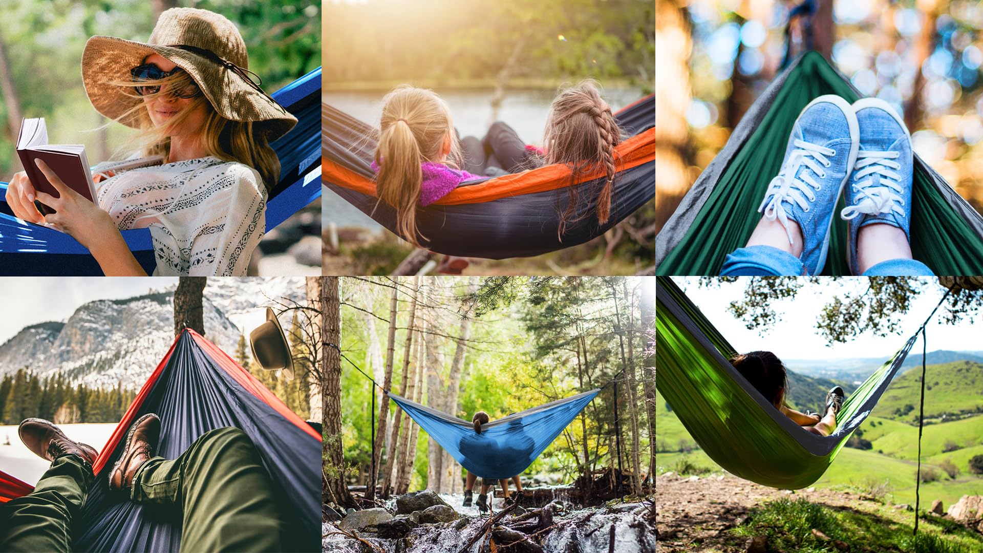 Double Camping Hammock - 10.5 x 6.5 FT Portable Lightweight 2-Person Hammock with 9ft Tree Straps & 2 Carabiners - 210T Parachute Nylon for Backpacking, Hiking, Travel, Outdoor Relaxation - Perfect for Camping, Beach, Backyard & Patio Use