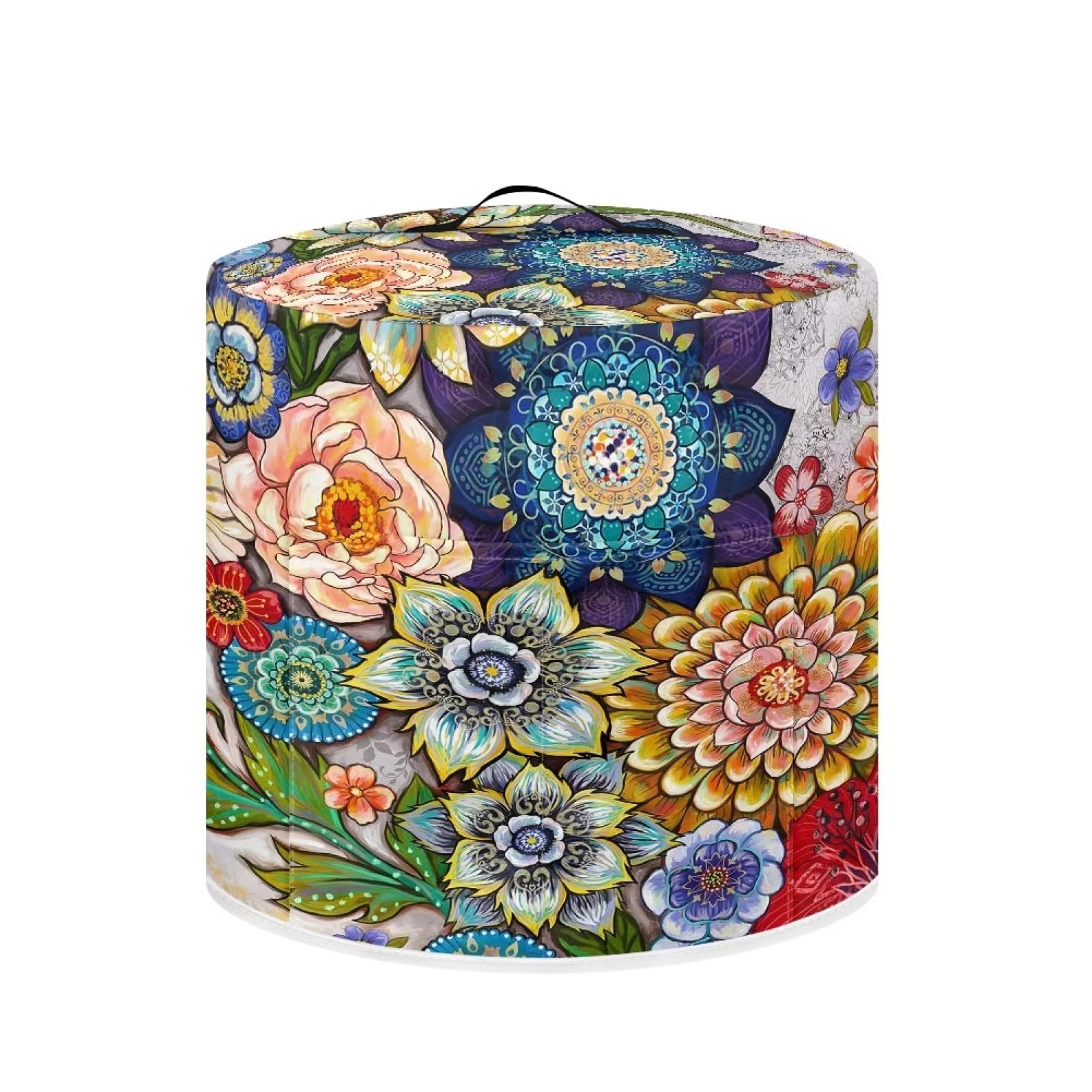 Boho Floral Print 8 qt Pressure Cooker Cover - Dust Protection for Round Pressure Cookers, Rice Cookers, Air Fryers, Toasters & Ovens - Perfect for Kitchen Countertop & Appliance Storage