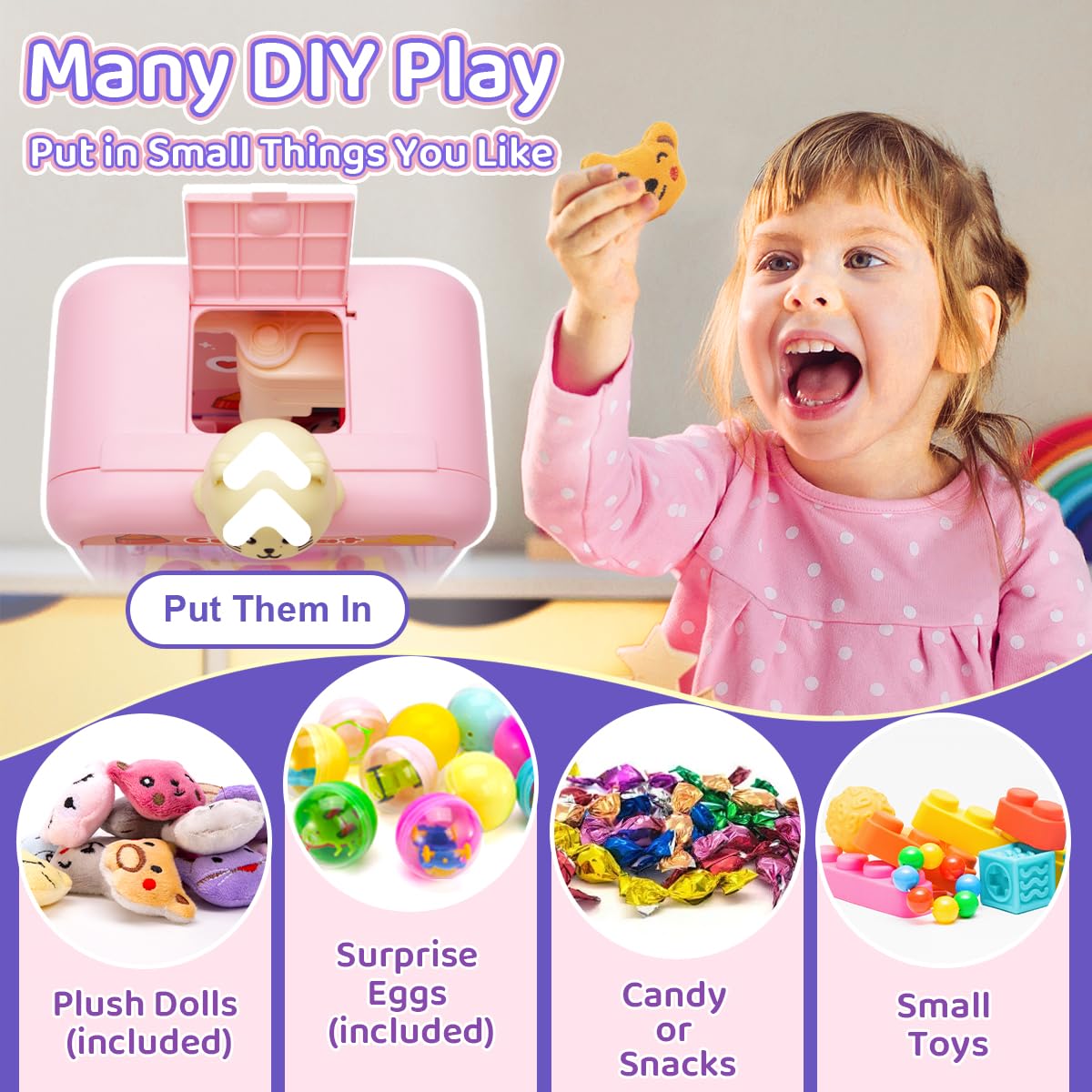 Meland Mini Claw Machine for Kids - Interactive Vending Machine Toy with Prizes & Sound Effects | Fun Birthday Gift for Girls & Boys | Perfect for Birthday Parties, Arcade Games & Home Entertainment (Cat-Themed Claw Machine)