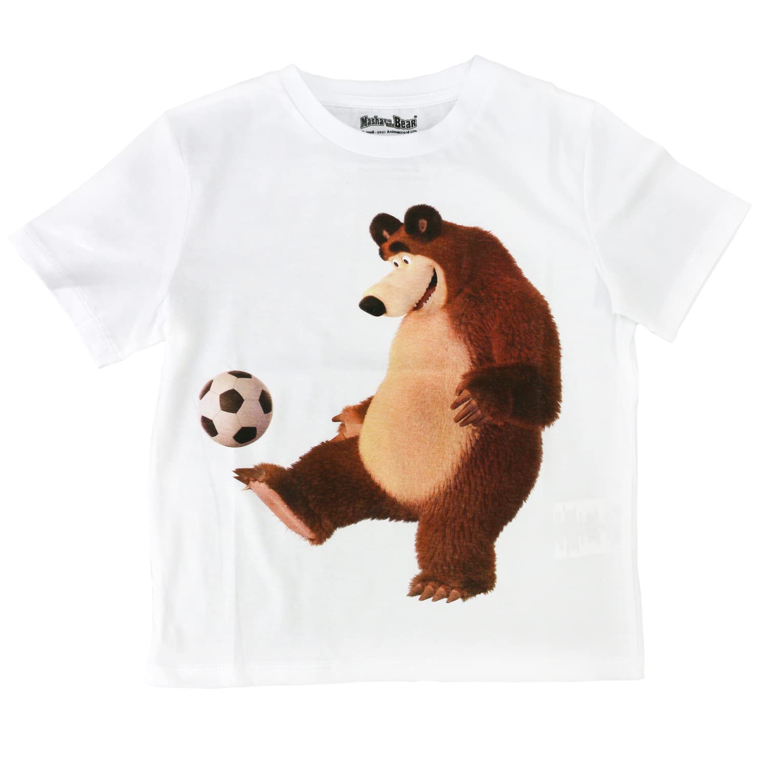 Masha and the Bear Baby Boys' Short Sleeve Crew Neck T-Shirt - White, 3T - Cute Cartoon Character Outfit for Playdates & Preschool