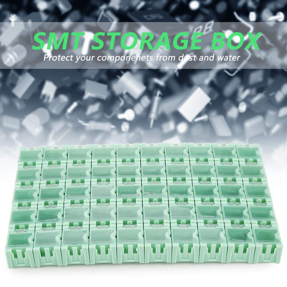 50-Piece Green IC Component Organizer Set - SMD Electronic Storage Tool Box Kit for DIY Electronics, PCB Repair & Small Parts Organization