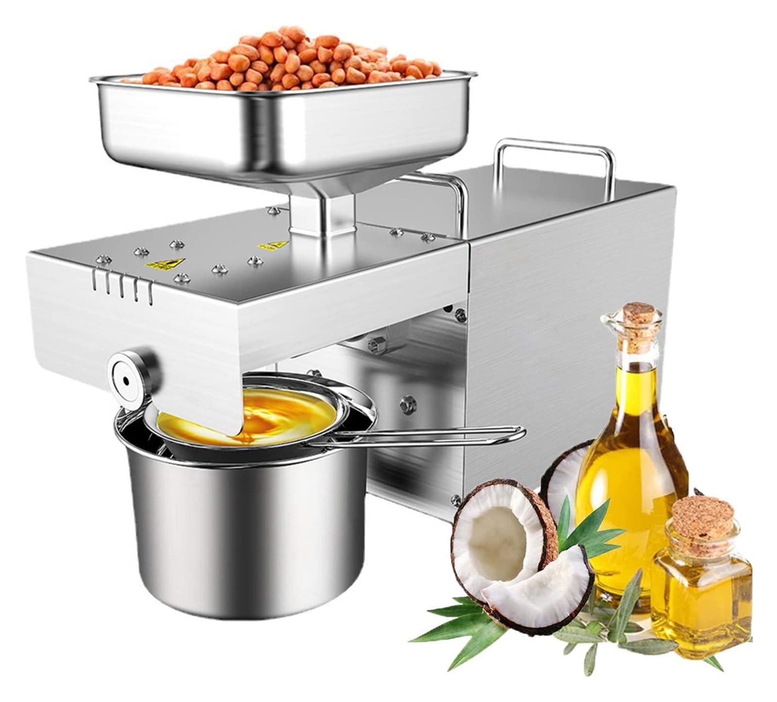 720W Stainless Steel Oil Press Machine - Cold & Hot Press for Avocado, Almond, Peanut, Sesame, Flaxseed & Rapeseed - Automatic Oil Extraction for Home & Commercial Use - Perfect for Healthy Cooking, Salad Dressings & DIY Beauty Products