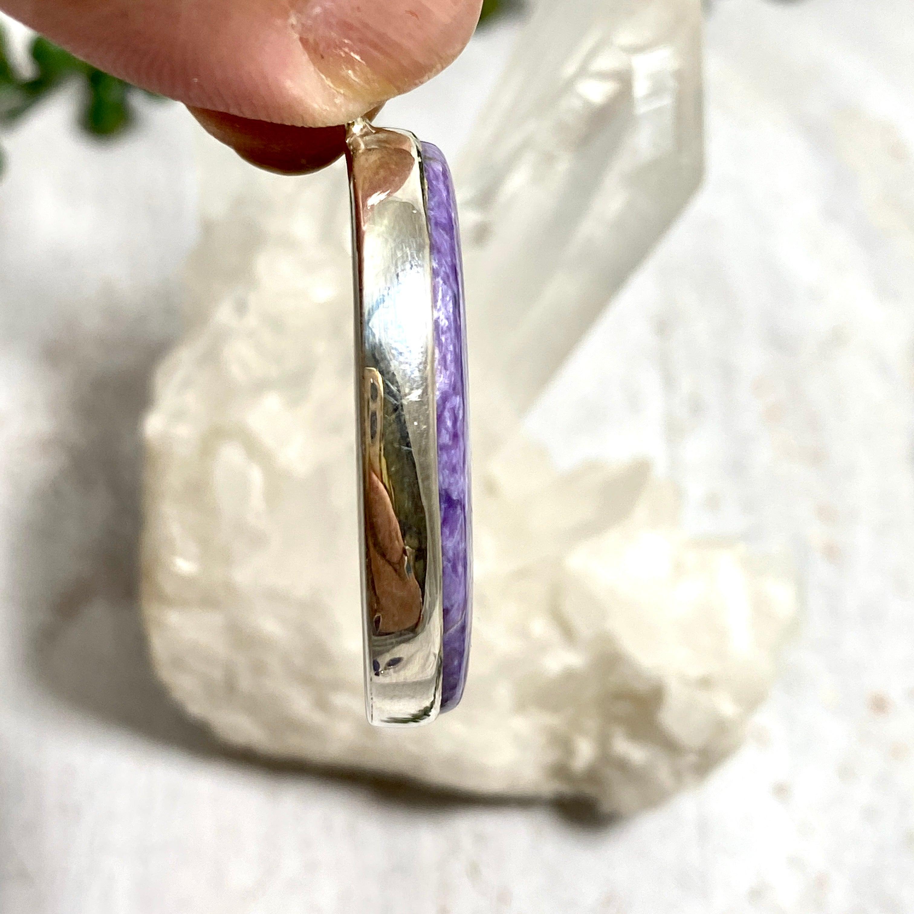 Natural Charoite Oval Pendant Necklace KPGJ2749 - Handmade Gemstone Jewelry for Women, Spiritual Healing & Elegant Fashion Accessory | Perfect for Meditation, Gifts & Special Occasions