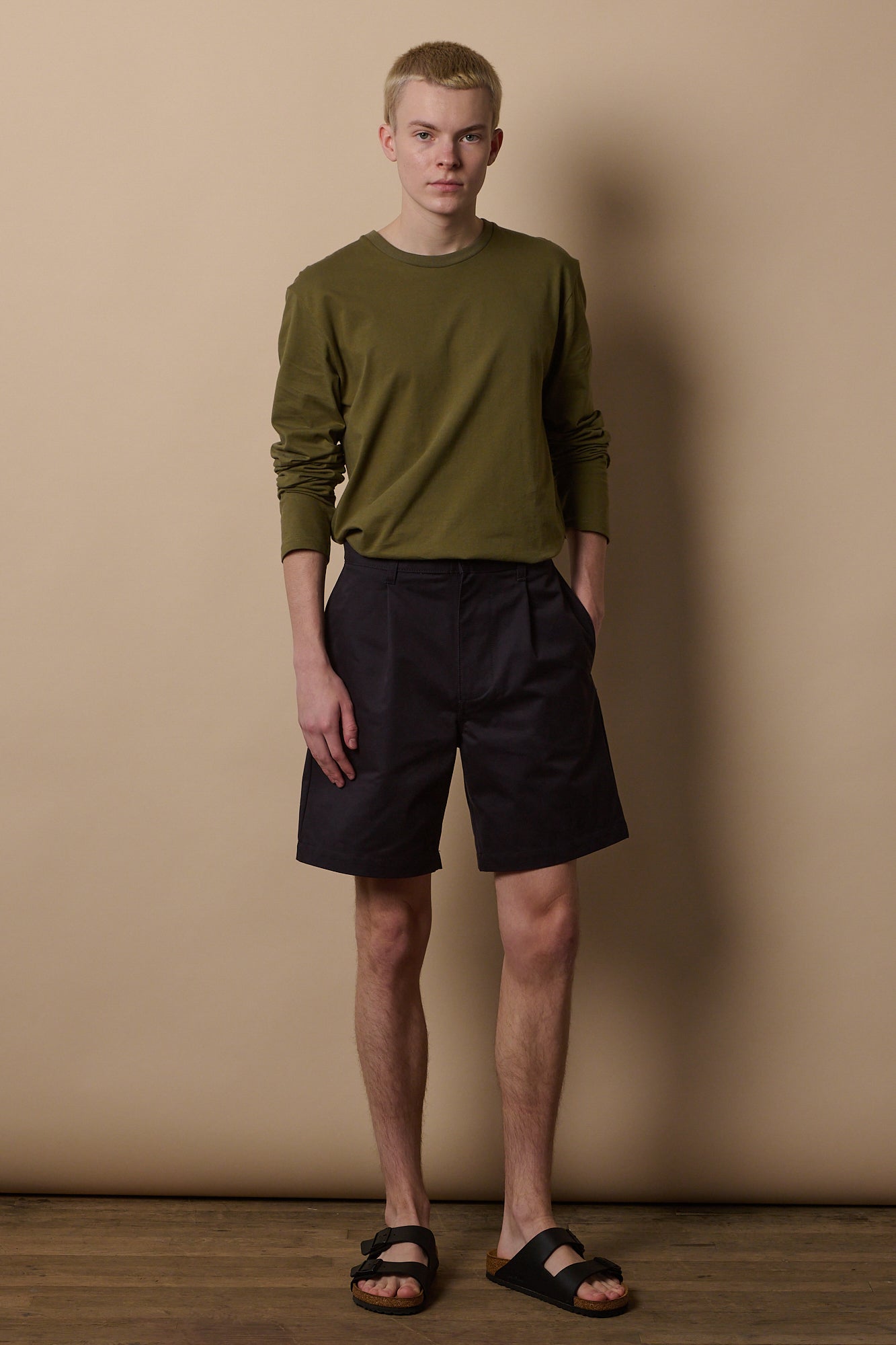 Men's Pleated Shorts - Navy Blue Casual Summer Shorts for Walking, Travel & Outdoor Activities