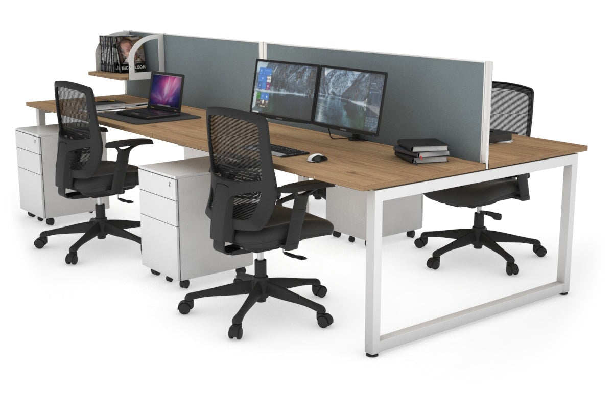 Quadro Loop Legs 4-Person Office Workstation - 1400L x 700W Modern Collaborative Desk for Team Workspaces | Perfect for Open Offices, Coworking Spaces & Conference Rooms