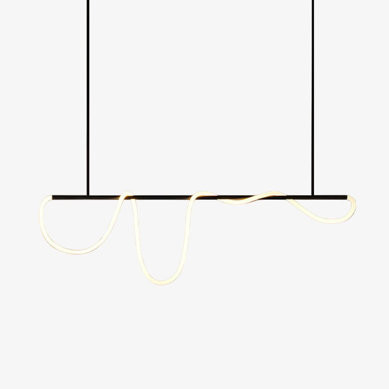 Modern Flexible Linear Curve Chandelier - Adjustable LED Pendant Light for Dining Room, Kitchen Island, Living Room & Bedroom Lighting
