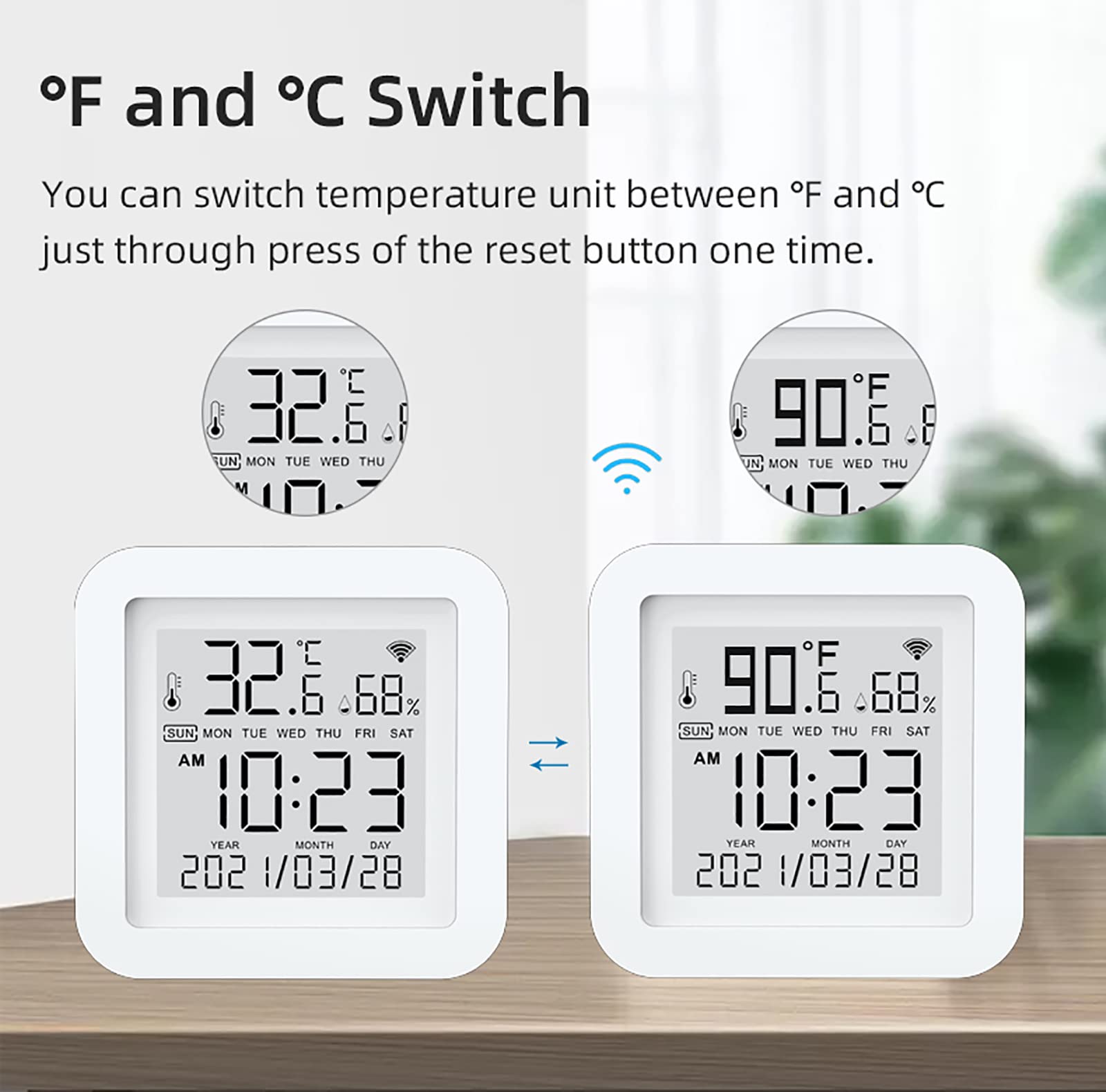 Smart WiFi Temperature Humidity Monitor - Wireless Sensor with APP Alerts & Alexa Compatibility | Home, Pet, Garage Use | TUYA Hygrometer Thermometer for Indoor Climate Control