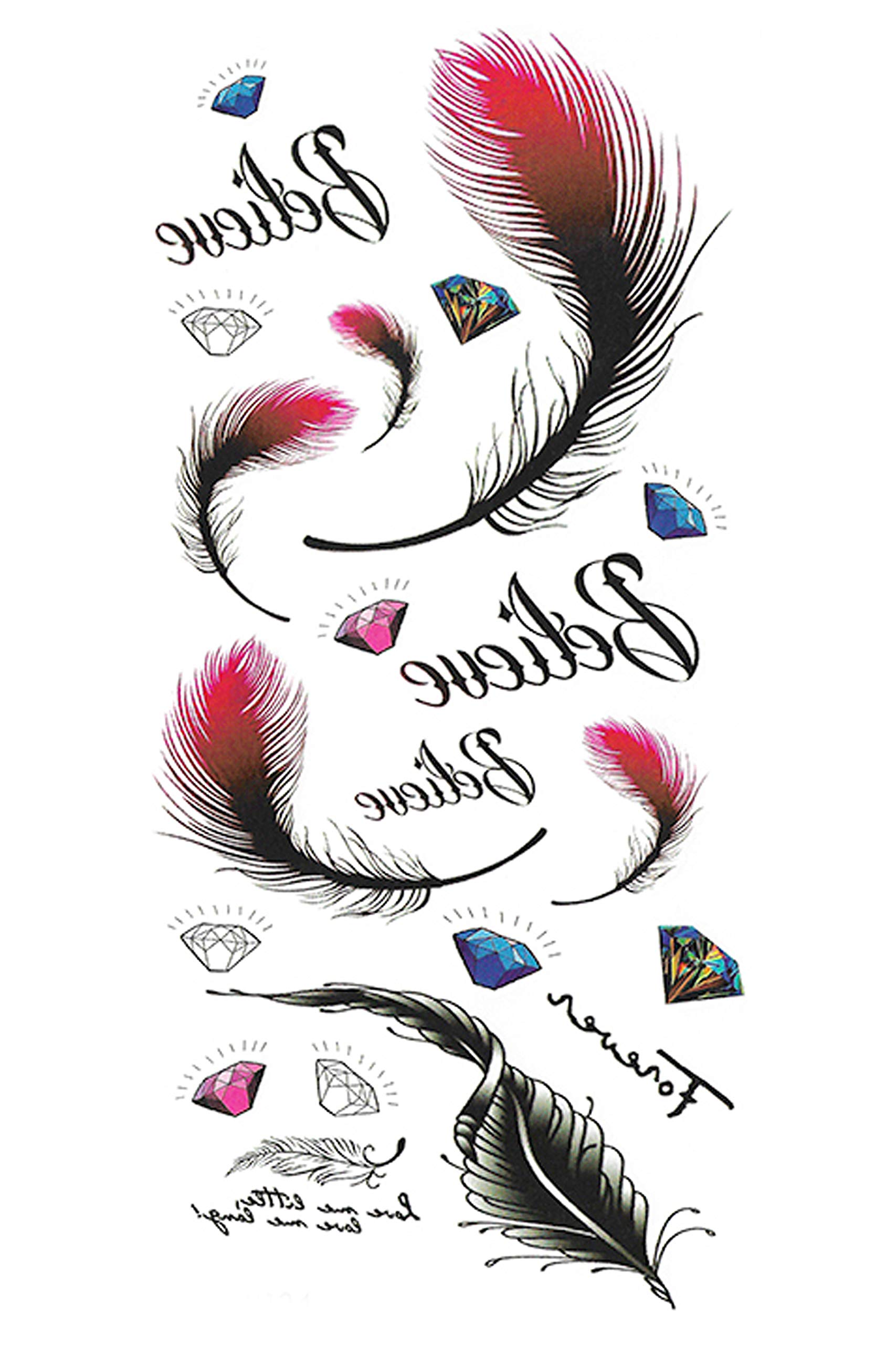 Waterproof Temporary Tattoo Stickers for Men & Women - 3D Realistic Flowers, Butterflies, Stars, Angels, Wolves & Armband Designs (19x9cm) - Perfect for Parties, Halloween, Cosplay & Body Art