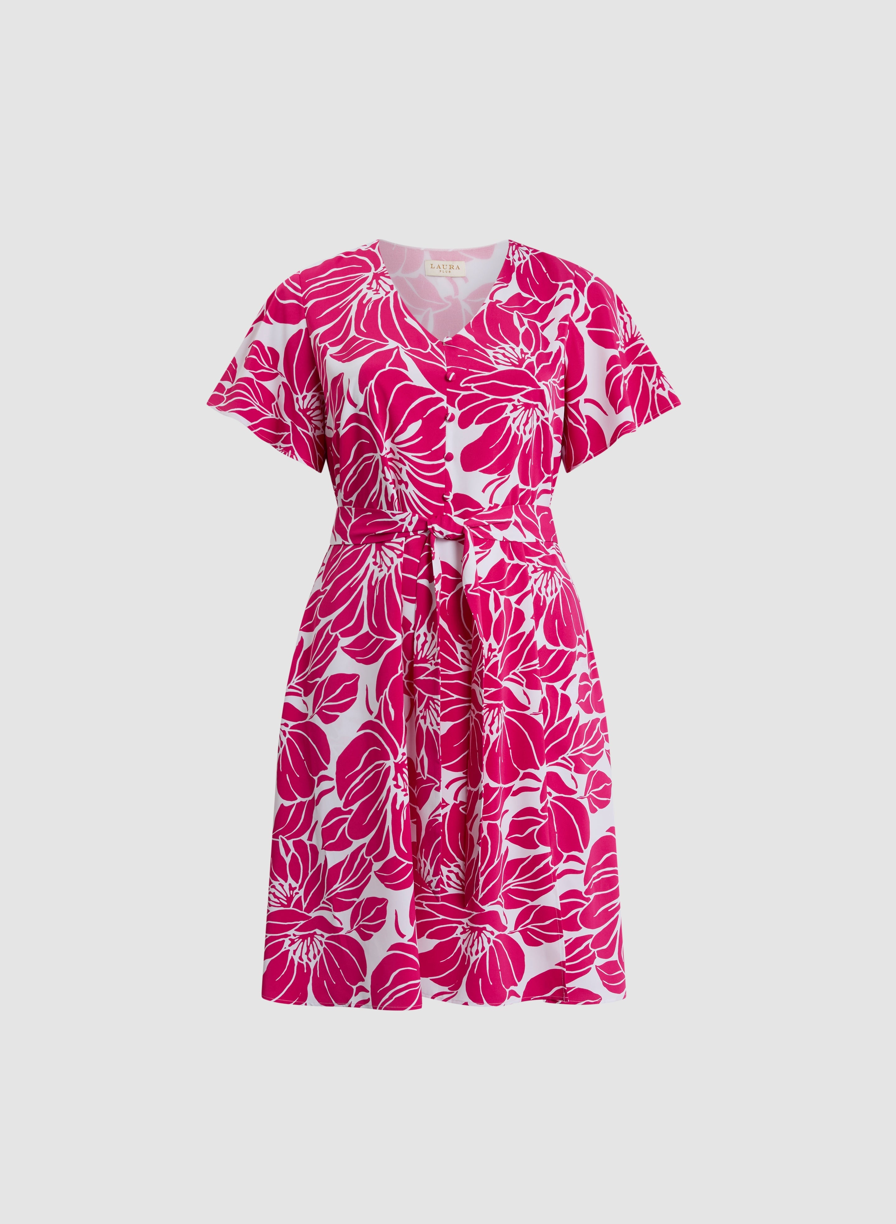 Floral Print Fit & Flare Dress for Women - Summer Casual & Party Wear - A-Line Flowy Dress with V-Neck & Short Sleeves - Perfect for Weddings, Dates & Office Outfits