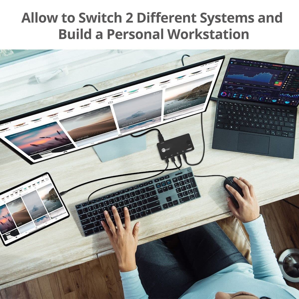 SIIG 2 Port USB-C KVM Switch - Share 1 Monitor Between 2 Computers with 4K 60Hz HDMI | 2X USB-A & 2X USB-C Ports | USB-C Bus Powered | Button Control | Thunderbolt 3 Compatible (CE-KV0B11-S1) | Perfect for Home Office, Gaming & Multi-Device Workspaces
