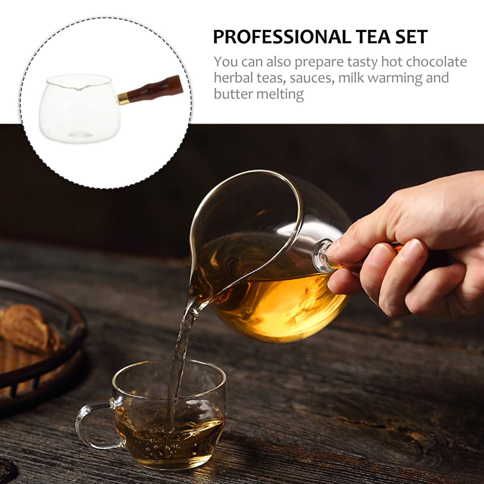 Premium Glass Espresso Cup & Chinese Gongfu Tea Pitcher - Cha Hai Tea Serving Pitcher with Pour Spout, Milk Creamer for Coffee, Tea Ceremony & Home Bar Use