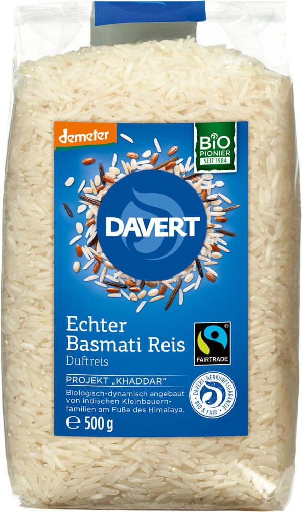 Premium Fairtrade White Basmati Rice - Authentic Demeter Certified, 6 x 500g Packs - Perfect for Indian Cuisine, Meal Prep & Healthy Cooking