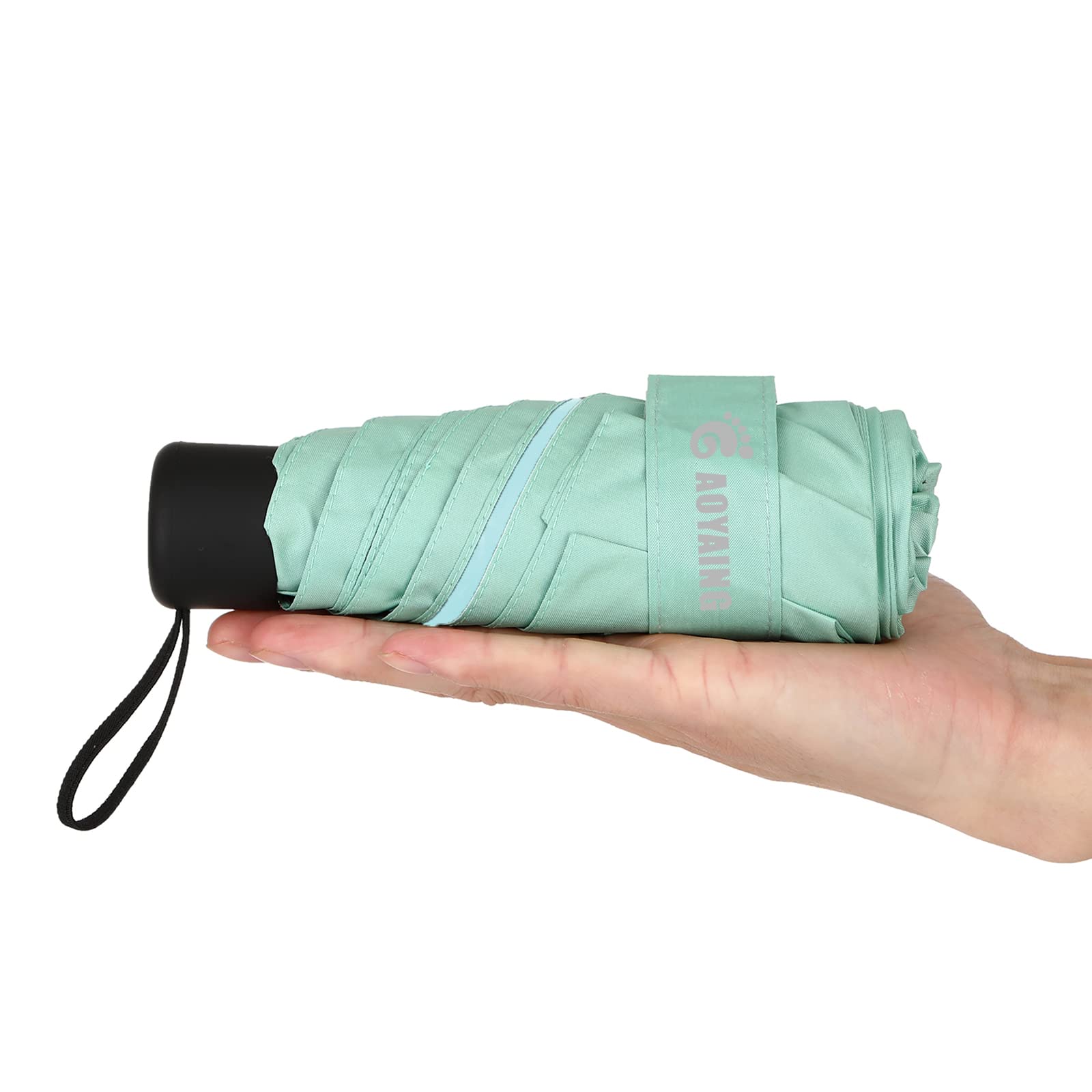 GAOYAING Compact Travel Umbrella with UV Protection - 39 Inch Lightweight Folding Umbrella (8.7 oz) - Portable Mini Manual Umbrella in Mint Green - Perfect for Travel, Commuting & Outdoor Activities