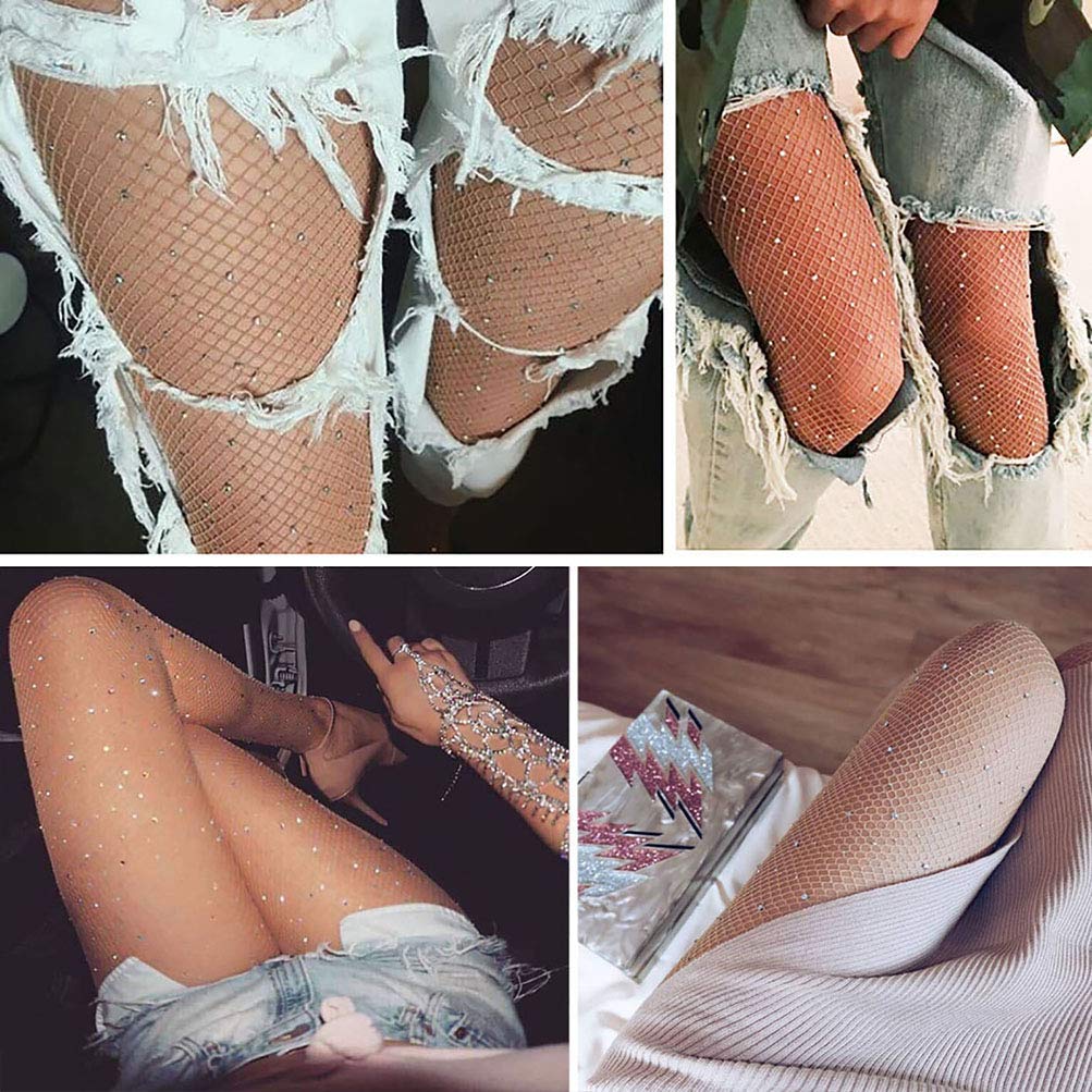 Sparkly Crystal Fishnet Stockings for Women - Sexy Rhinestone Embellished Stockings | Perfect for Parties, Cosplay & Night Out