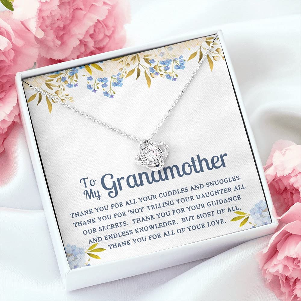 Personalized Message Card Necklace - Handmade Grandma Jewelry Gift for Christmas, Birthday, Anniversary | Engravable Love Knot Pendant for Grandmother, Granddaughter & Family | Perfect for Special Occasions & Heartfelt Moments