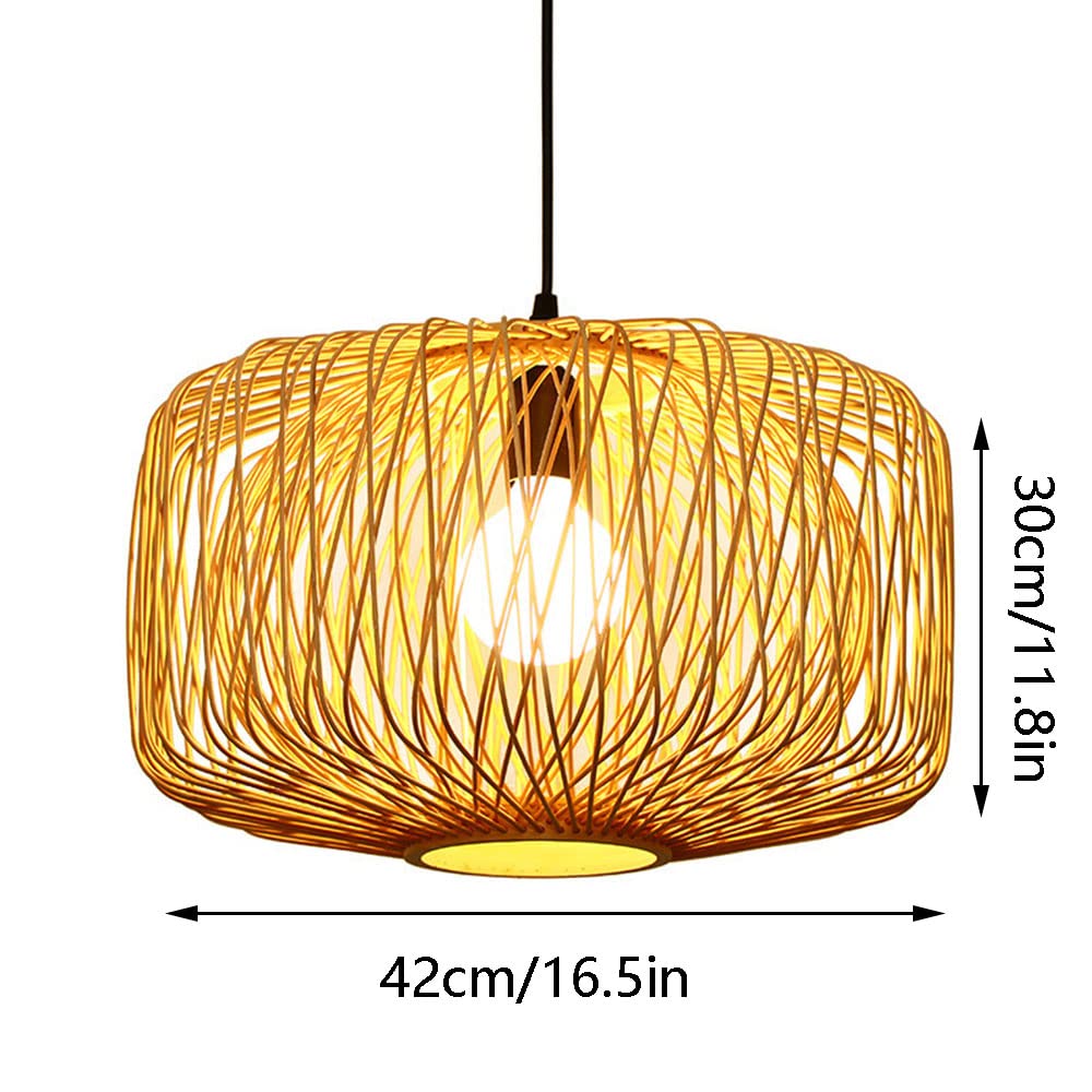 Geometric Bamboo Woven Pendant Light Fixture - Industrial Style Hanging Lamp for Kitchen, Dining Room, Living Room, Bedroom | Modern Hollow Lampshade for Restaurant, Hotel, Loft & Home Decor | Perfect for Farmhouse, Cafe and Dining Table Lighting