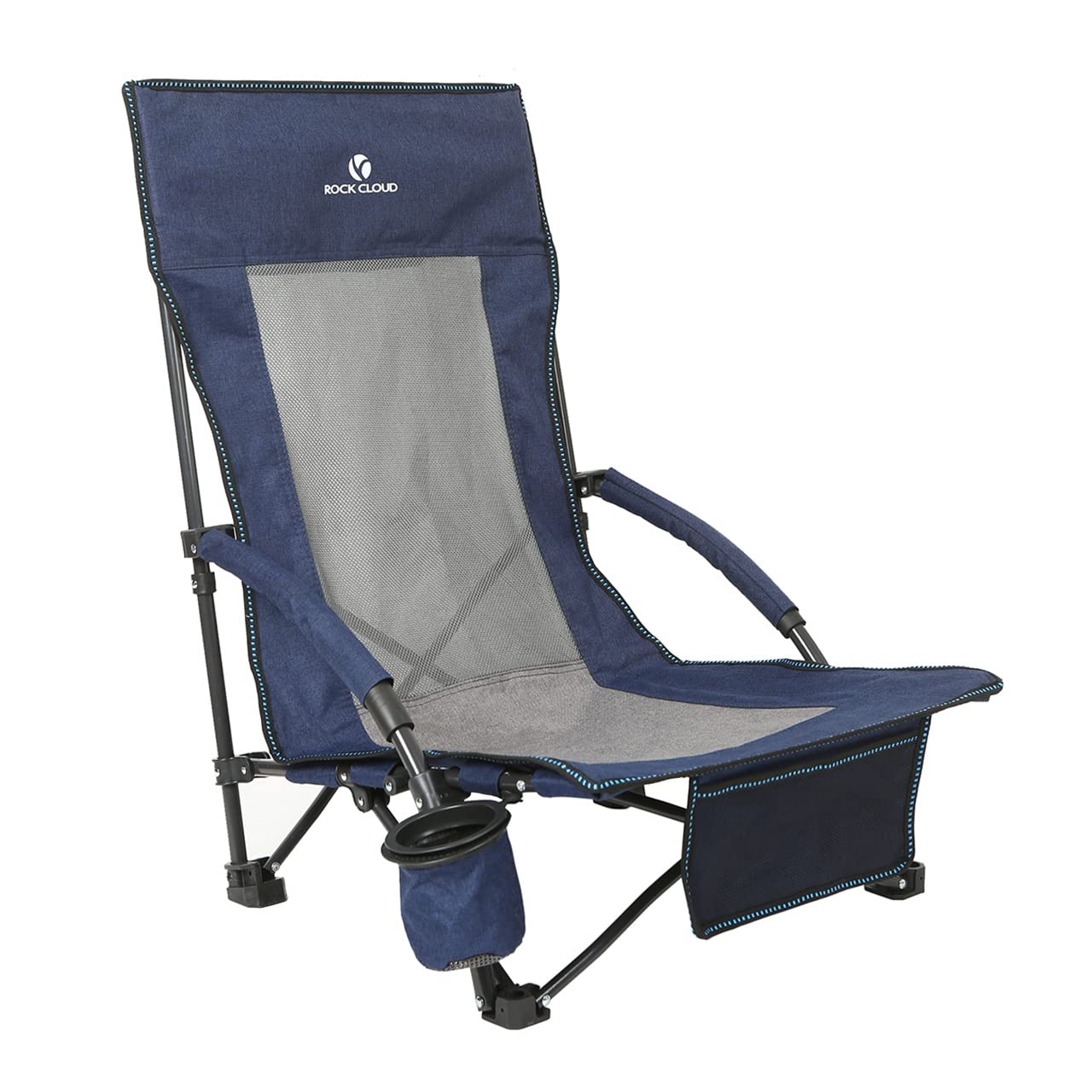 ROCK CLOUD Portable Folding Beach Chair - Lightweight Low Camping Chair for Outdoor Activities, Camping, Lawn, Hiking, Sports & Hunting (Navy Blue) - Perfect for Beach, Backyard, Picnic & Tailgating
