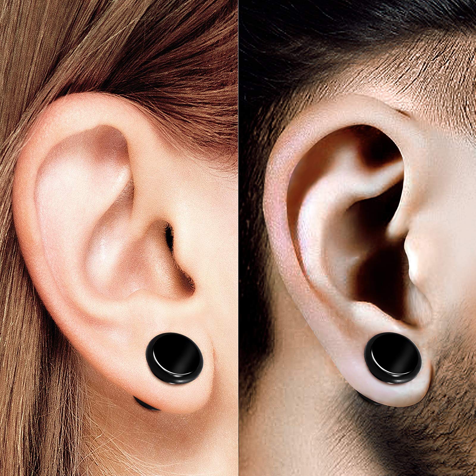 Black Anodized O-Rings Piercing Jewelry - Fake Ear Plugs & Cheater Earrings for Lobe Stretching - Perfect for Gauges, Alternative Style & Everyday Wear