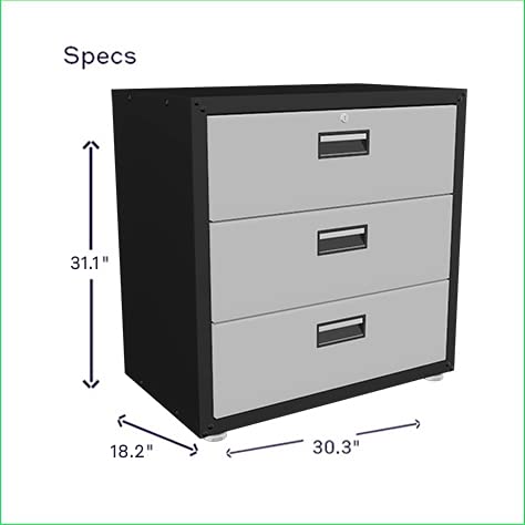 Heavy-Duty Metal Garage Storage Cabinet with Wheels - Tool Organizer with Drawers & Wall Mount Shelves for Workshop, Garage, and Home Organization - Perfect for Tools, Hardware, and DIY Supplies Storage (Black & Grey)
