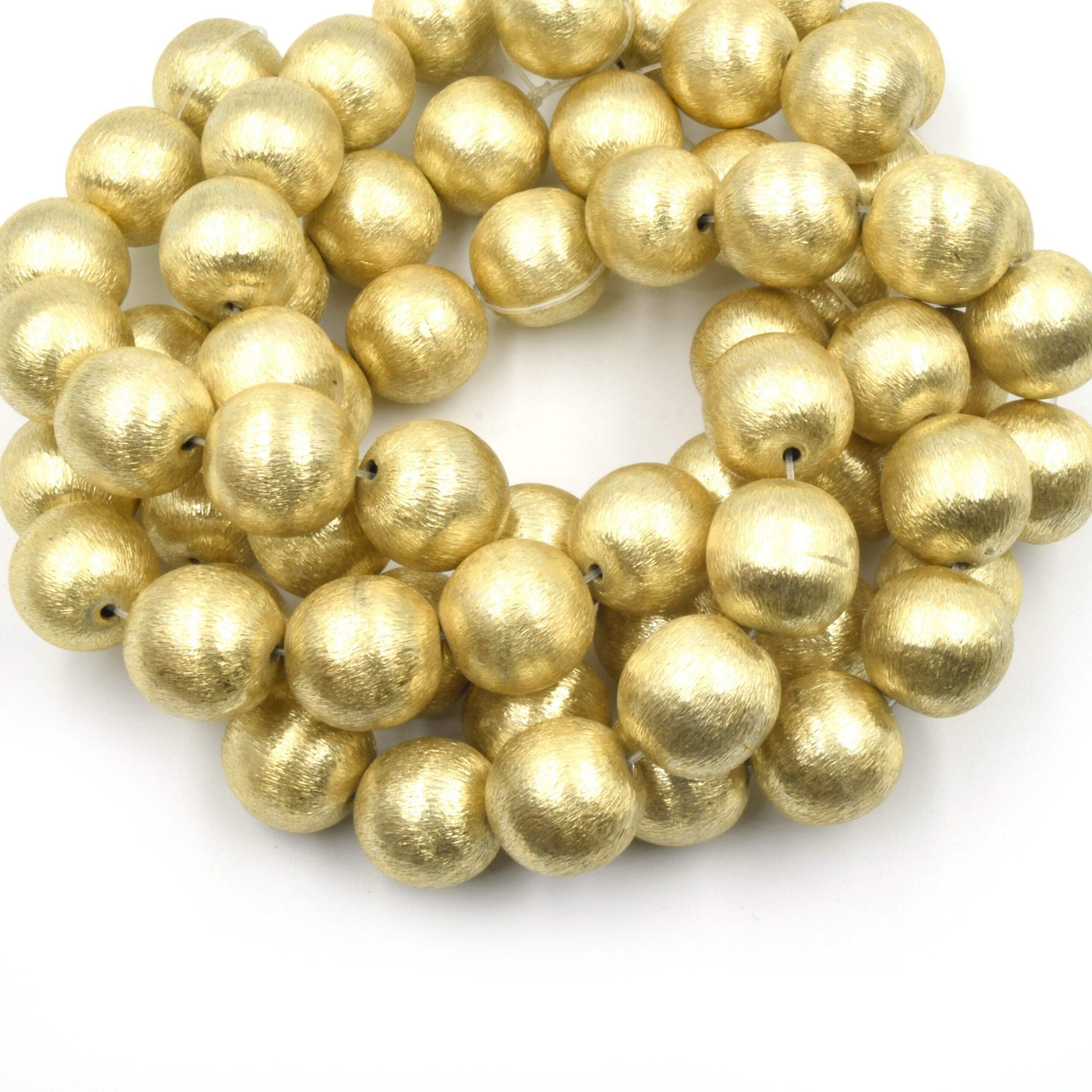 8mm Gold Brushed Copper Beads - Round Metal Beads for Jewelry Making, DIY Crafts, Bracelets & Necklaces - Perfect for Handmade Accessories and Gift Making