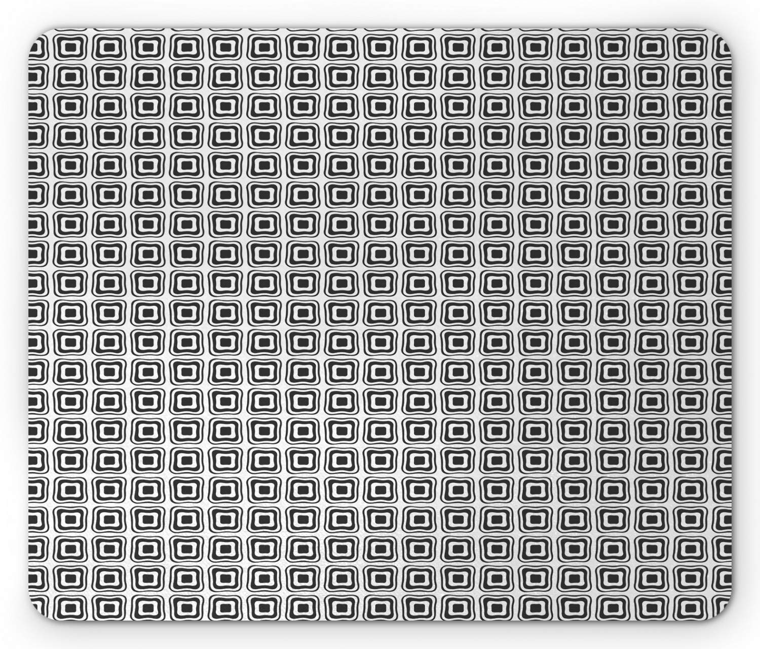 Ambesonne Abstract Mouse Pad - Geometric Shapes Monochrome Design, Non-Slip Rubber Base, Standard Size (Dark Grey & White) for Office, Gaming & Home Computer Use