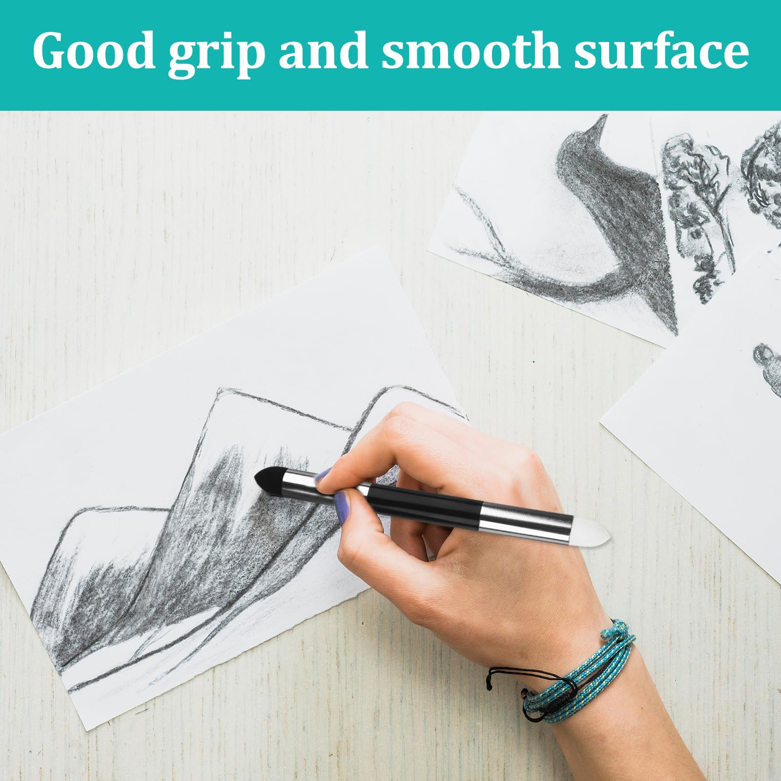 6Pcs Dual-Tip Blending Sponge Pens - Washable Reusable Art Blenders for Charcoal, Sketching & Powder Drawing - Perfect for Artists & Students - Ideal for Blending, Correcting & Detailing Artworks