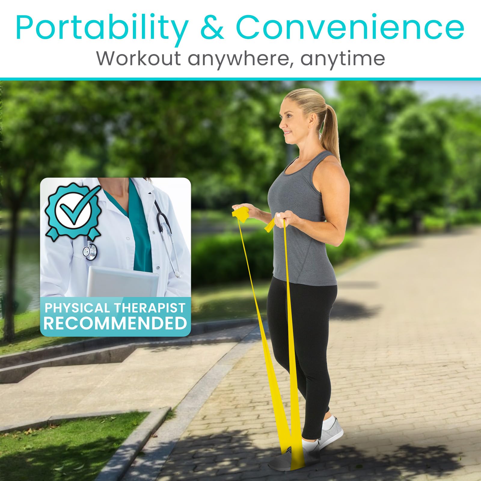 Vive Professional Resistance Bands - 25 Yard Non-Latex Roll for Physical Therapy, Strength Training, and Rehabilitation - Upper & Lower Body Workout Elastic Bands for Women and Men - Perfect for Home Gym, Yoga, Pilates, and CrossFit Training