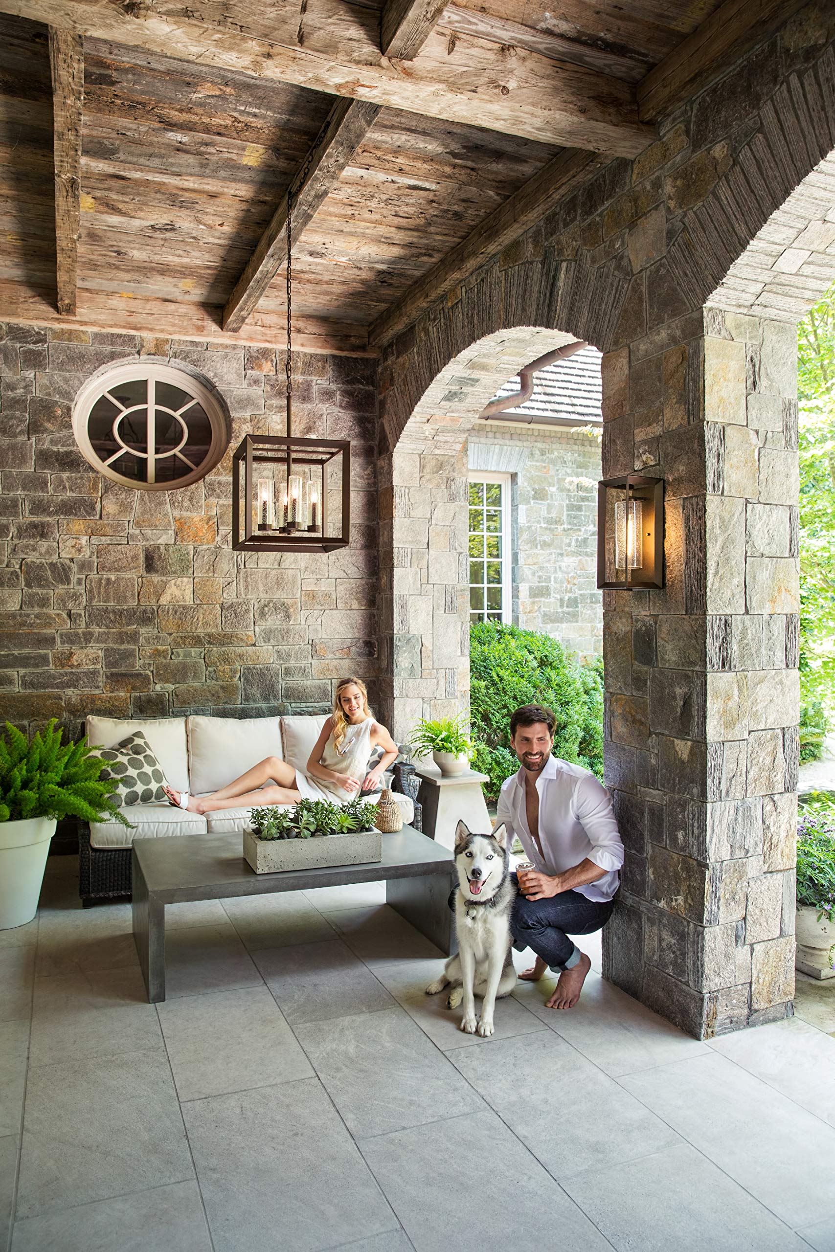Hinkley Rhodes Collection One Light Outdoor Wall Sconce - Warm Bronze Finish with Clear Seedy Glass for Patio, Porch & Garden Lighting