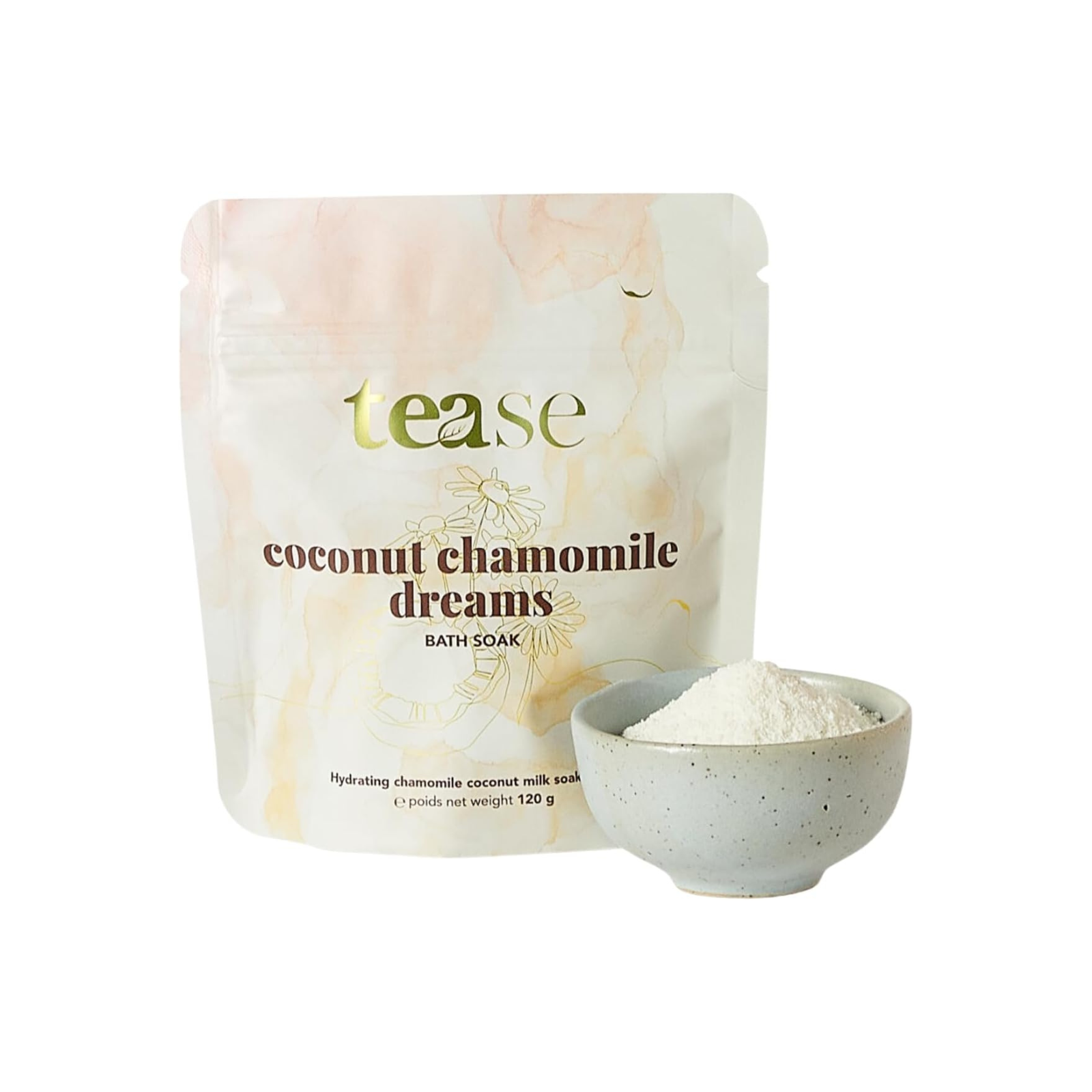 Tease Tea Coconut Chamomile Dreams Bath Soak - Luxury Spa Epsom Salt for Moisturizing & Softening Skin | Bubble Bath with Essential Oils & Organic Egyptian Chamomile Flowers (600g) - Perfect for Post-Workout Relaxation & Self-Care Evenings