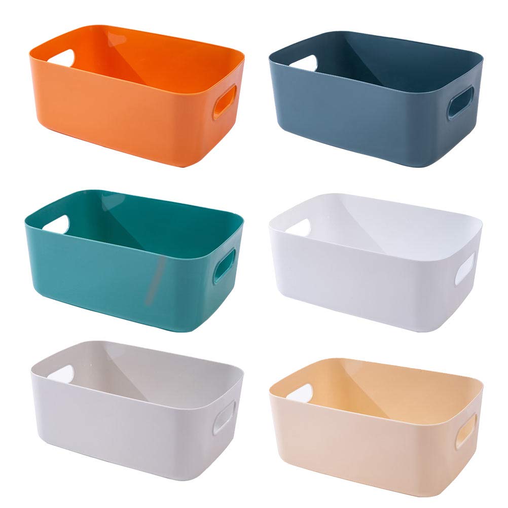 6-Piece Plastic Storage Baskets Organizer Set - Underwear, Sundries & Desk Drawer Organizer | PVC Closet & Dressing Table Storage Bins for Home & Office Organization