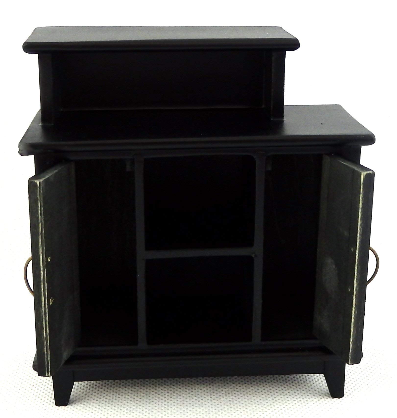 1:12 Scale Black Bar High Cabinet - Miniature Dining Room & Study Furniture for Dollhouses | Perfect for Dollhouse Decor, DIY Projects & Collectors