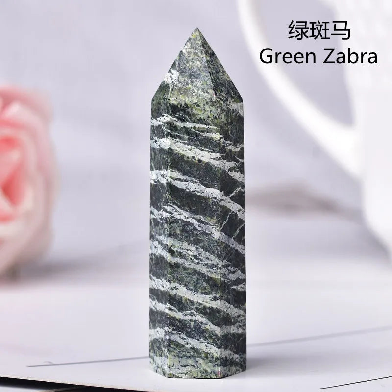 Natural Green Moss Agate Crystal Point - 60-70mm Transparent Quartz Stone for Home Decor, Feng Shui, Jewelry Making & Healing Meditation (1PC)