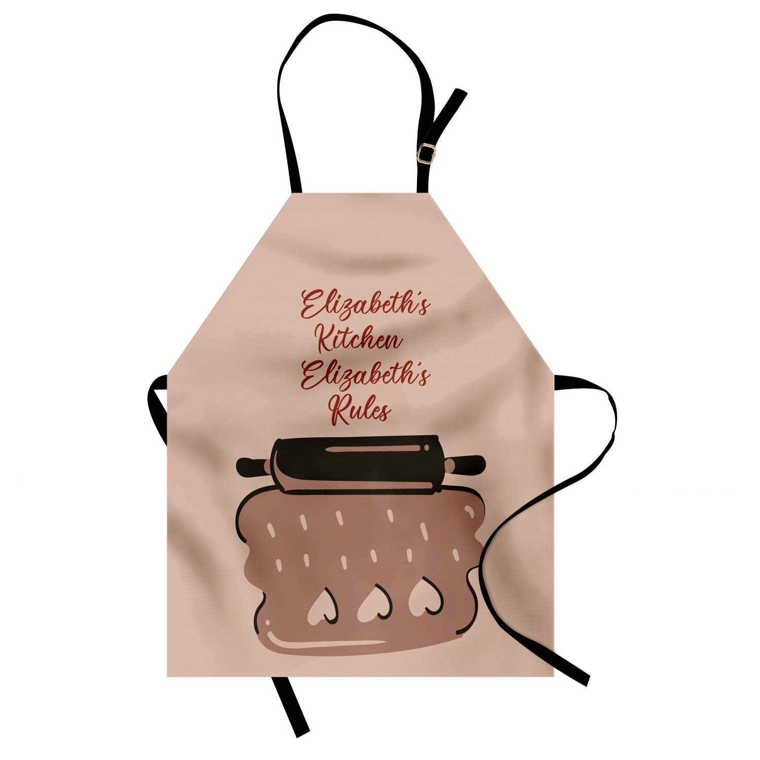 Ambesonne Personalized Chef Apron for Baking & Cooking - Cartoon Love & Rolling Pin Heart Design - Adjustable Unisex Kitchen Bib for Adults - Pale Salmon - Perfect for Home Cooks, Bakers & Culinary Enthusiasts