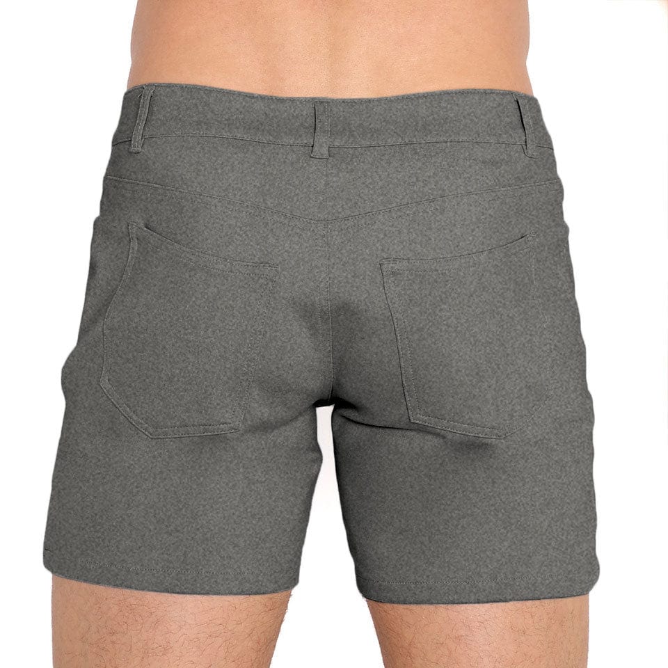 Custom Logo Knit Stretch Shorts for Men & Women - Heather Grey Comfort Fit Casual Wear | Perfect for Gym, Lounge & Everyday Activities