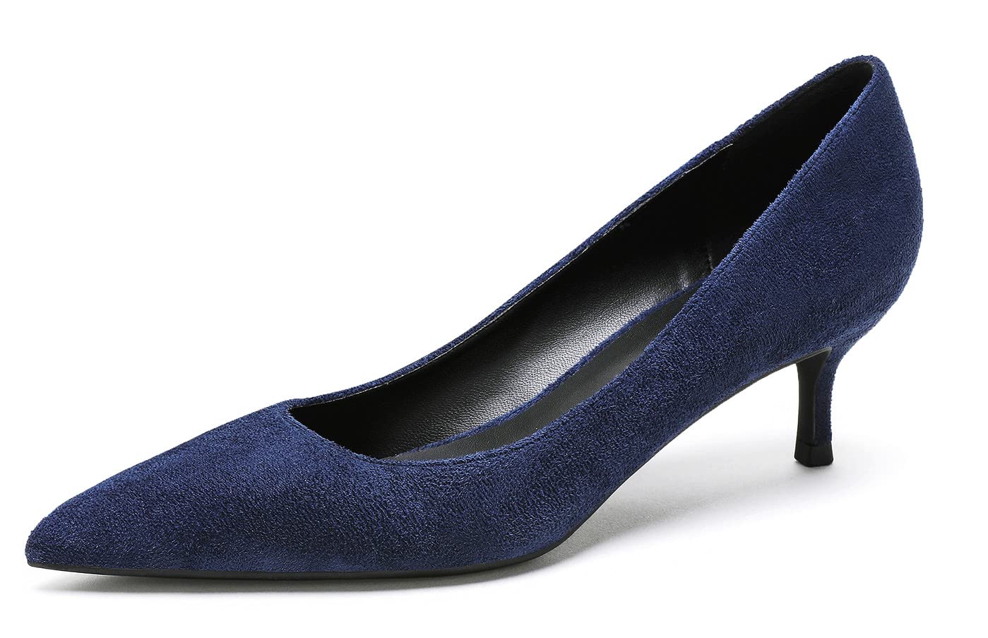 Women's Suede Mid-Heel Pumps - Wide Width Classic Pointed-Toe Court Shoes for Work, Office & Special Occasions