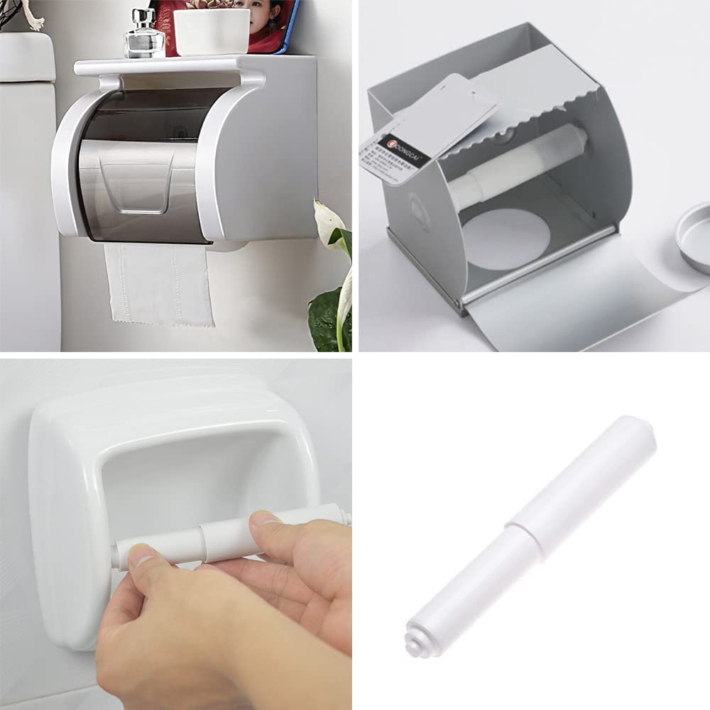2-Pack Spring-Loaded Plastic Toilet Paper Holder - Bathroom Tissue Roll Rack with Easy Insert Design | Perfect for Home, RV, and Office Bathrooms