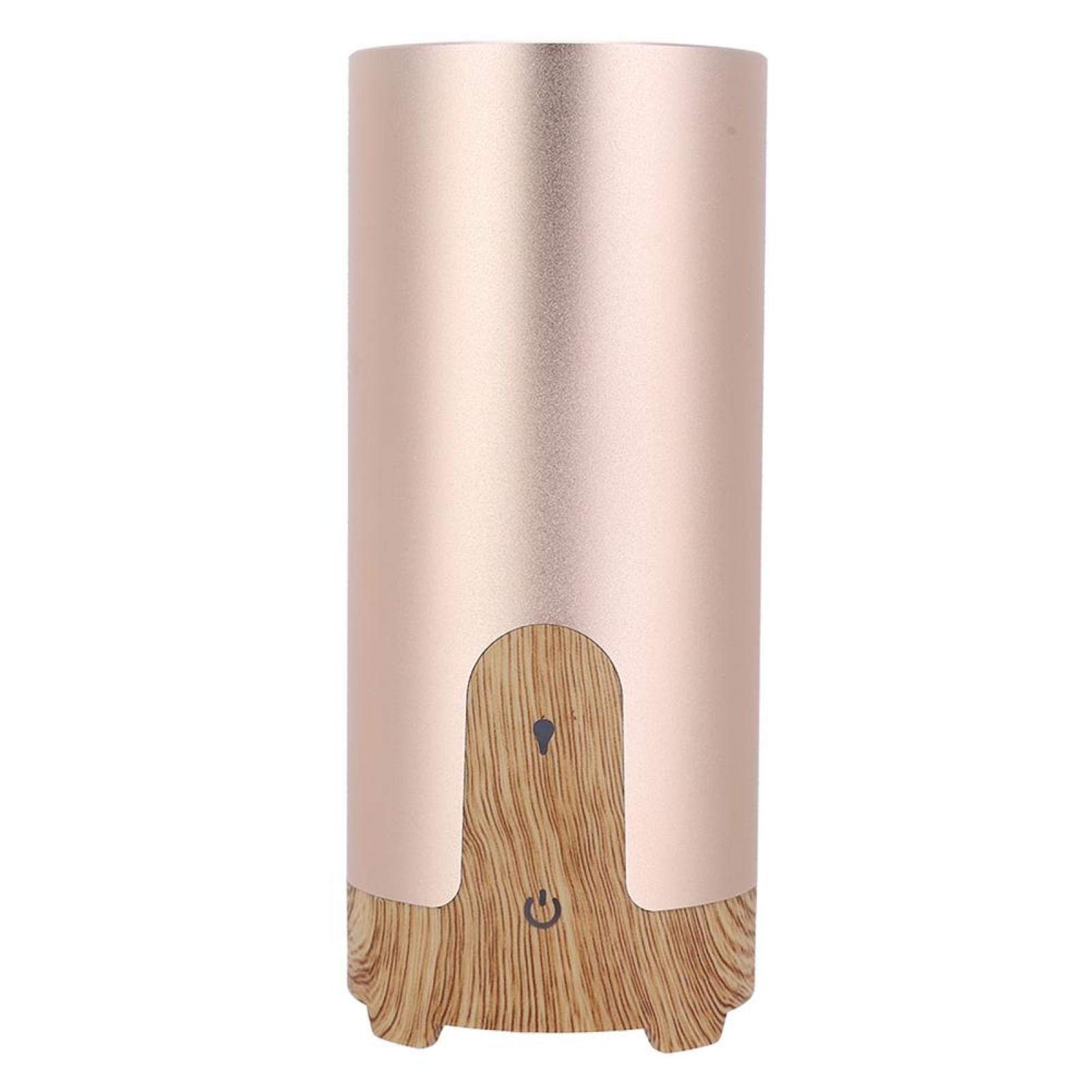 Premium Portable USB Humidifier - Aluminum Alloy Car & Home Aroma Diffuser with Wood Grain Design, Air Mist Fog Maker for Dry Air Relief | Perfect for Aromatherapy, Baby Nursery, Office & Travel | Use in Bedroom, Workspace, Car and Small Spaces (Gold)