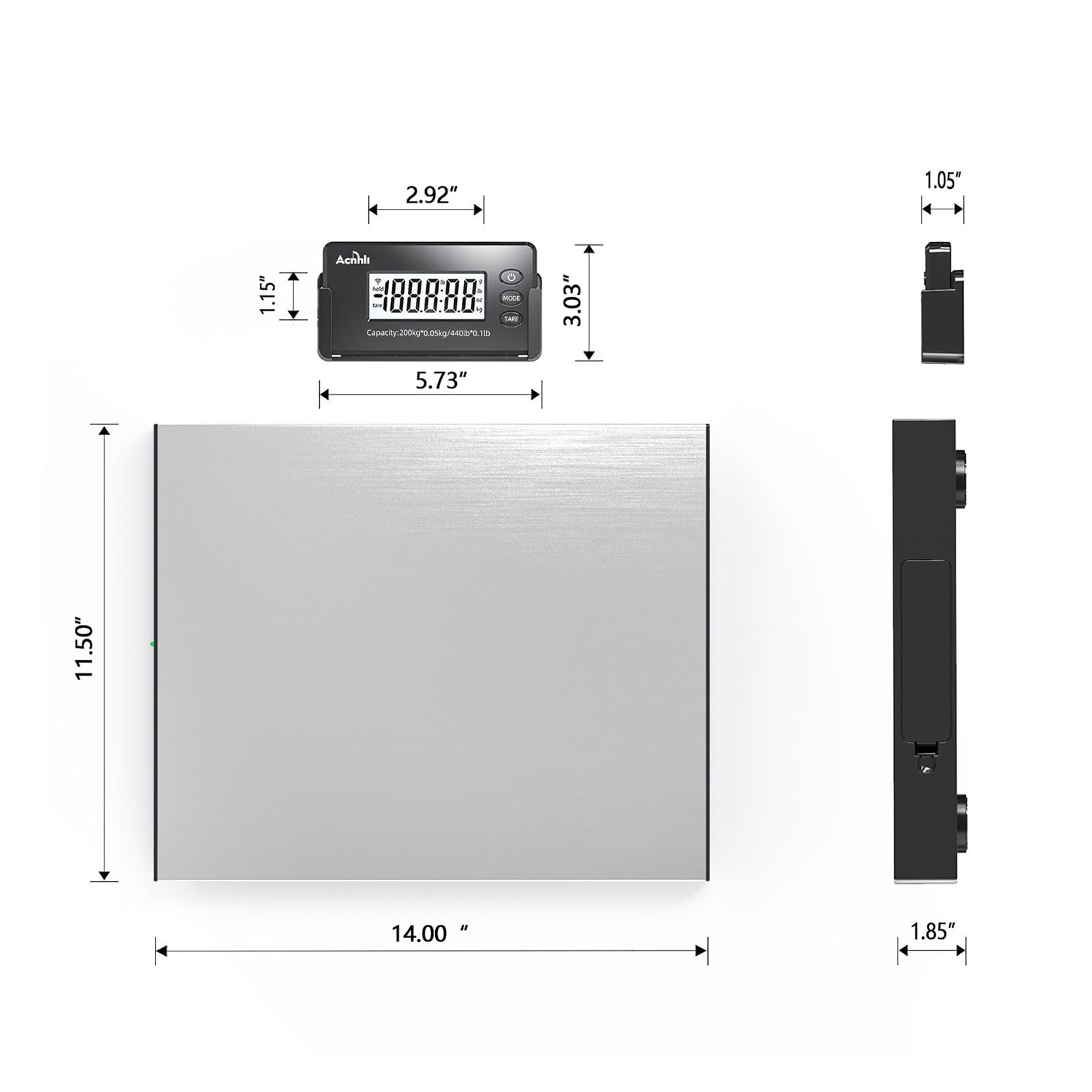 Heavy Duty 440 lb Digital Postal Scale - Stainless Steel Smart Shipping Scale for Warehouse, Home & Courier - Includes Adapter & Manual | Perfect for E-commerce, Logistics & Package Weighing