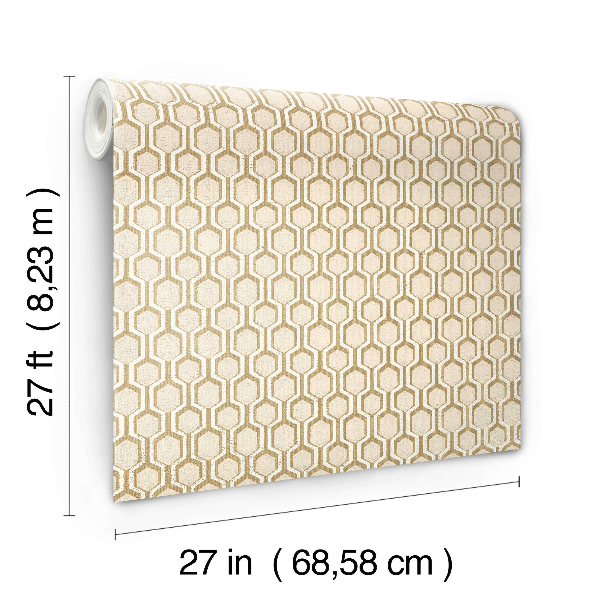 YWHC7533 Novato Bee Sweet Wallpaper Roll in Gold - Premium Self-Adhesive Wallpaper for Living Room, Bedroom & Home Decor