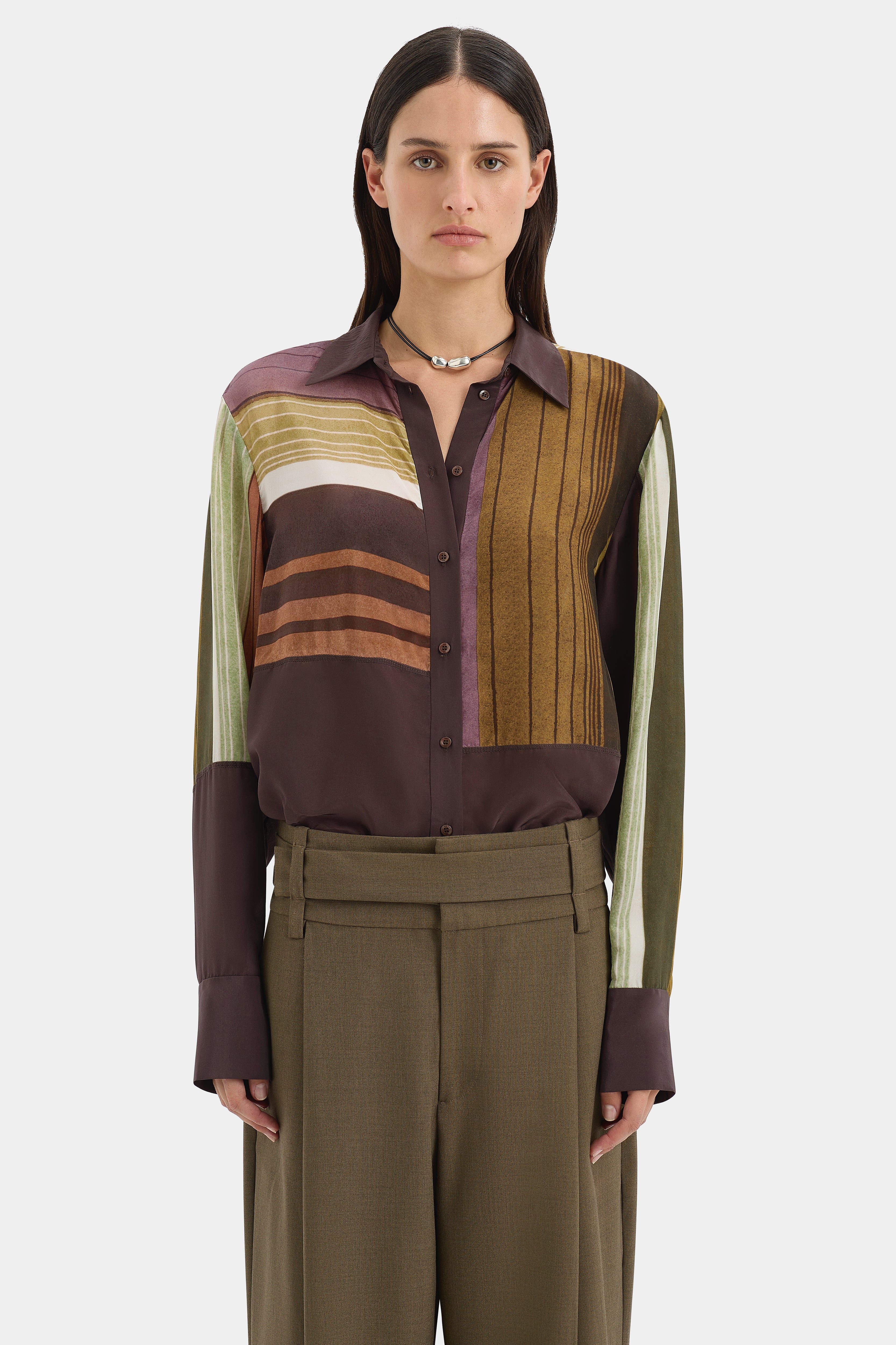 Simonetta Splice Shirt - Women's Fashion Blouse with Unique Spliced Design | Perfect for Office Wear, Date Nights & Special Occasions