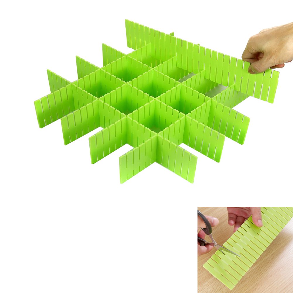 8pcs Adjustable Drawer Organizers for Closet, Office & Kitchen - Green
