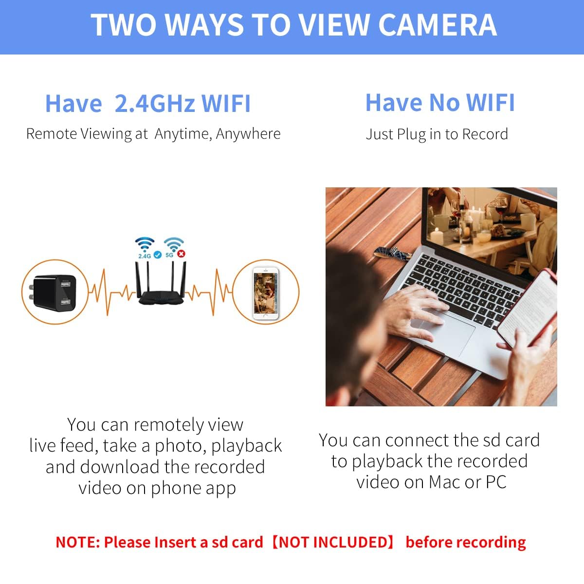TOQI Spy Camera Hidden WiFi Camera with Remote Viewing - 2024 Newest 1080P HD Mini Nanny Cam for Indoor Surveillance | Wireless Hidden Charger Camera for Home Security & Office Monitoring | Perfect for Baby Monitoring, Pet Watching, and Elderly Care