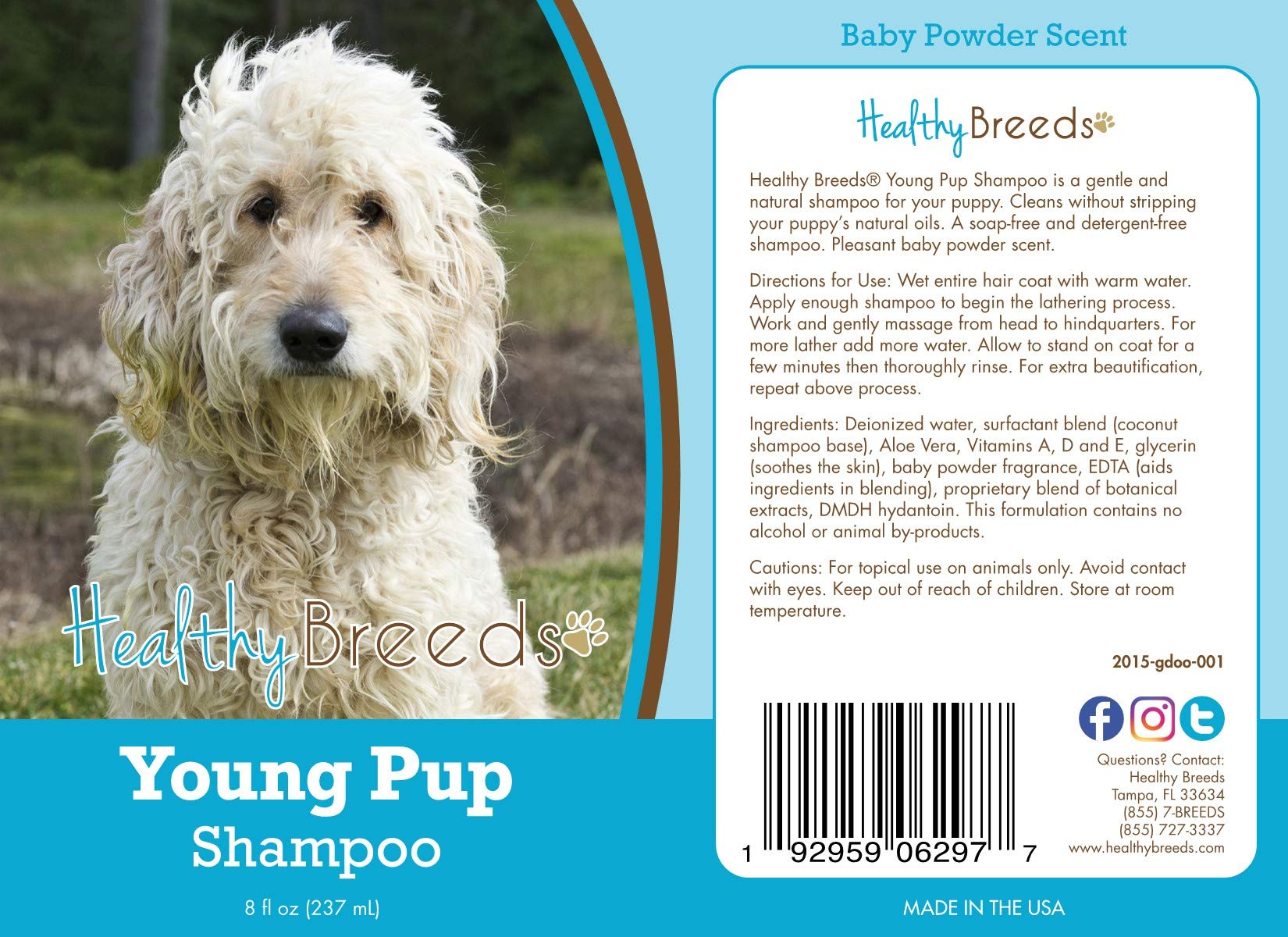 Healthy Breeds Goldendoodle Puppy Shampoo for Sensitive Skin - 8 oz Gentle Hypoallergenic Dog Shampoo - Perfect for Bathing, Grooming & Allergy Relief for Golden Doodle Puppies