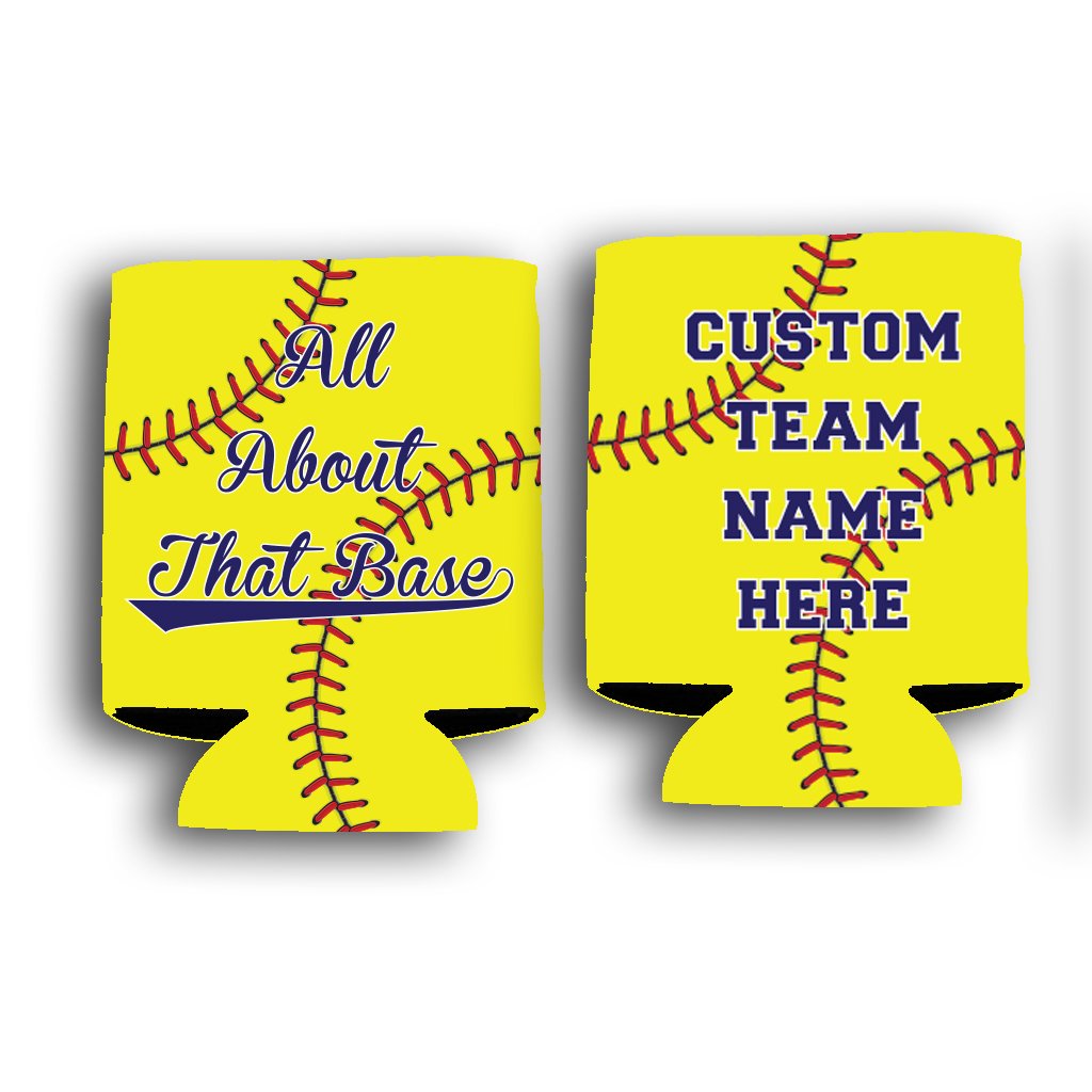 VictoryStore Insulated Can & Beverage Coolers - Custom Softball Team Beer Koozie, All About The Base - Perfect for Baseball Games, Tailgating & Outdoor Parties
