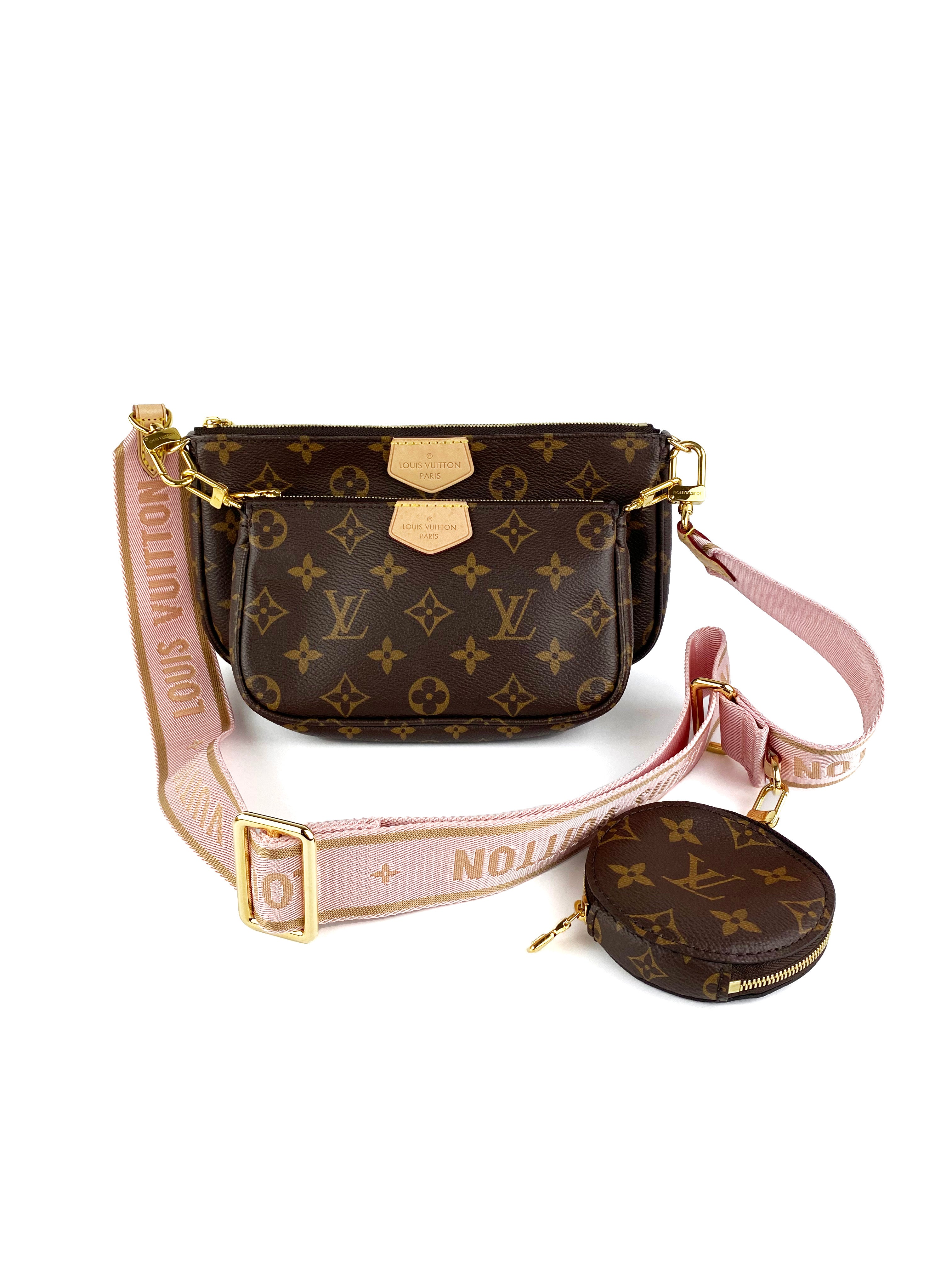 Louis Vuitton Rose Clair Multi Pochette Bag - Luxury Crossbody Purse for Women | Fashionable Shoulder Bag for Daily Use, Date Night & Travel Accessories