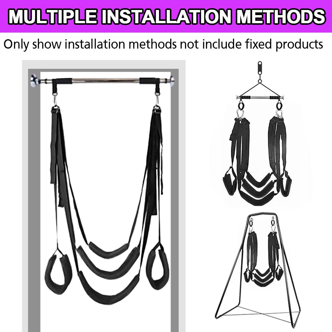 Reraby Adjustable Adult Sex Swing for Couples - Comfortable Love Sling with Thickened Widened Seat & Strong Straps - Bondage Restraint Toy for Bedroom, Spice Up Your Relationship