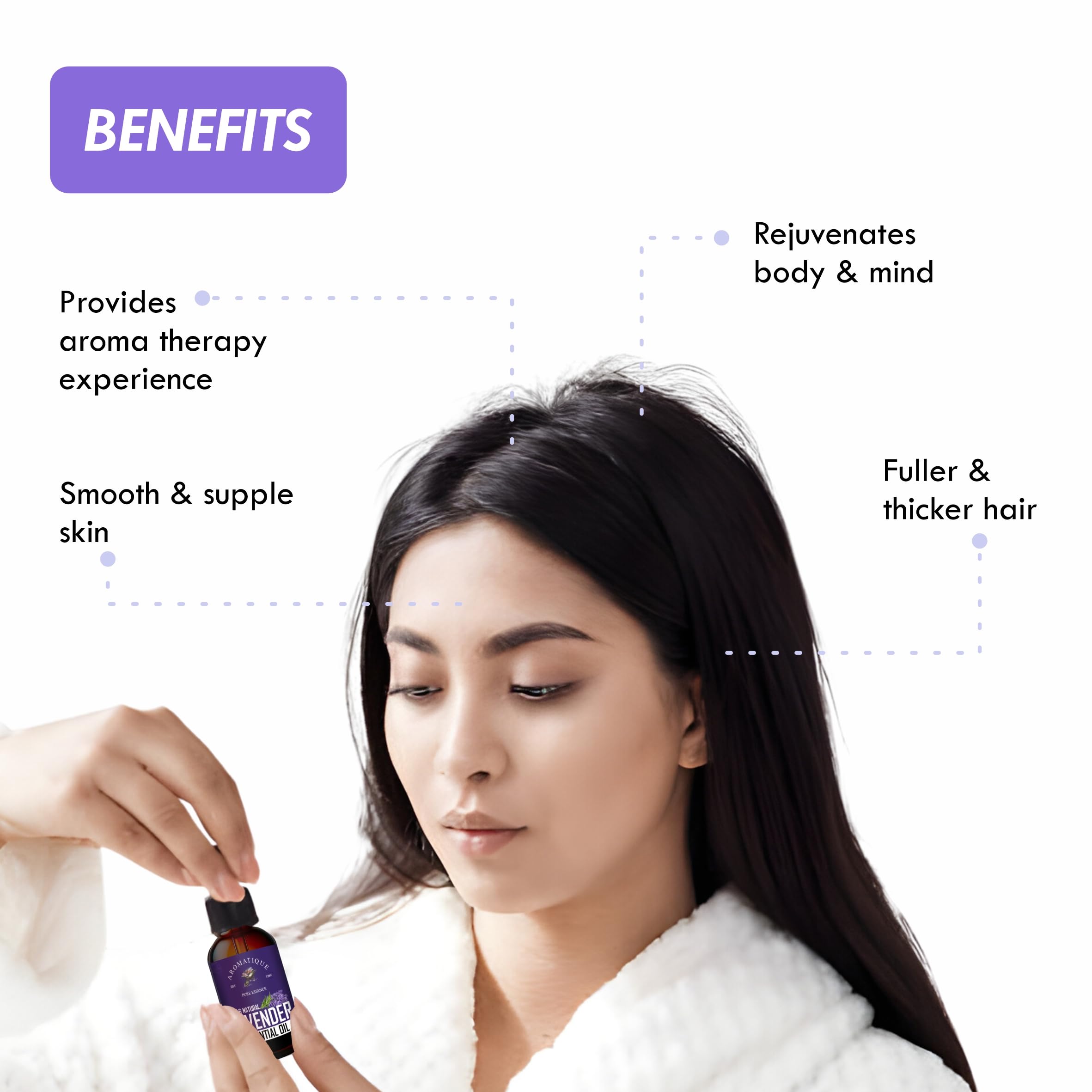 **Aromatique Lavender Essential Oil for Hair - 15ml Bottle - Promotes Hair Growth & Moisture - Perfect for Aromatherapy & Massage**